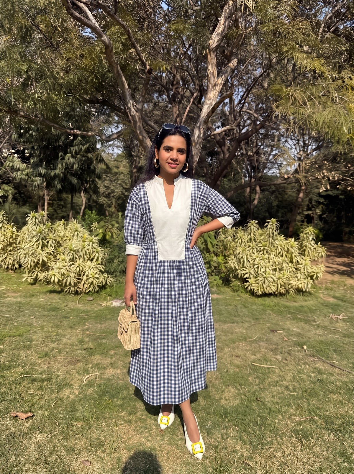 Indigo Gingham Dress