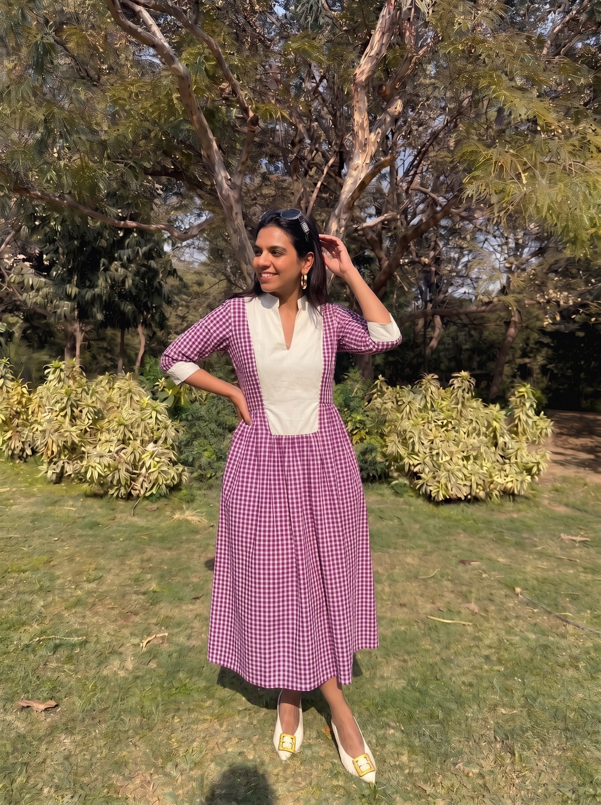 Berry Gingham Dress