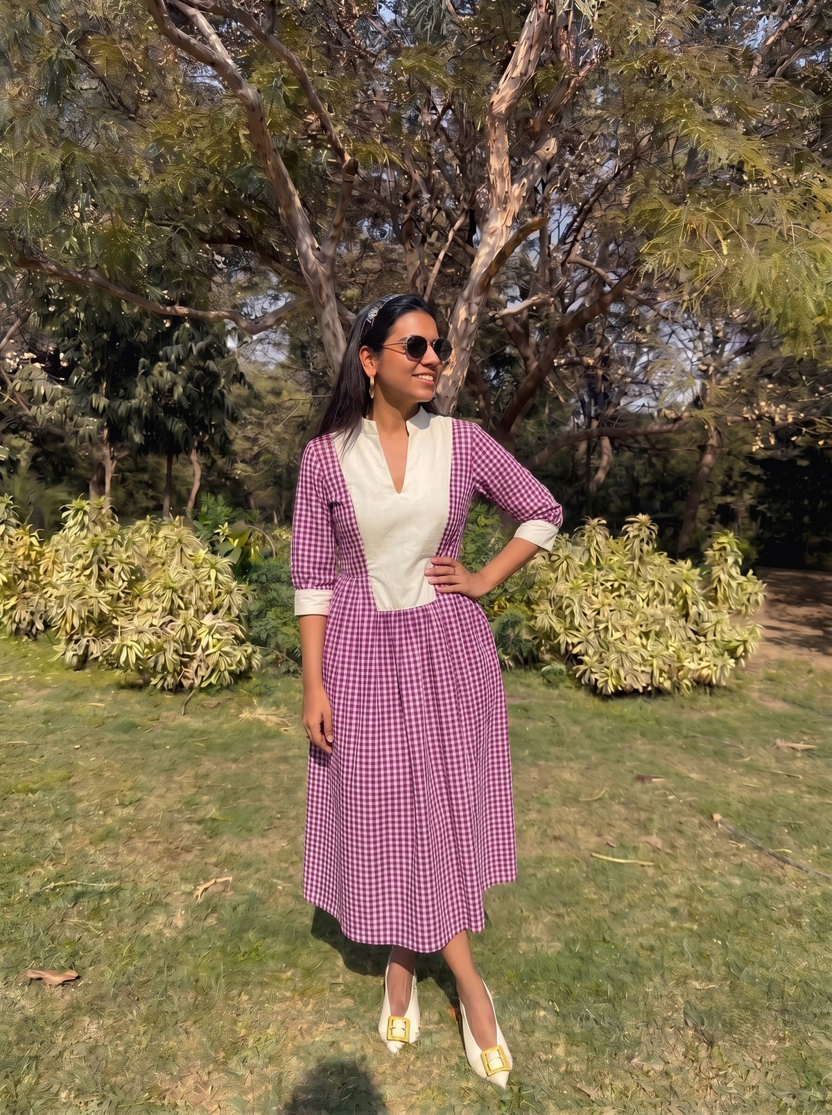Berry Gingham Dress