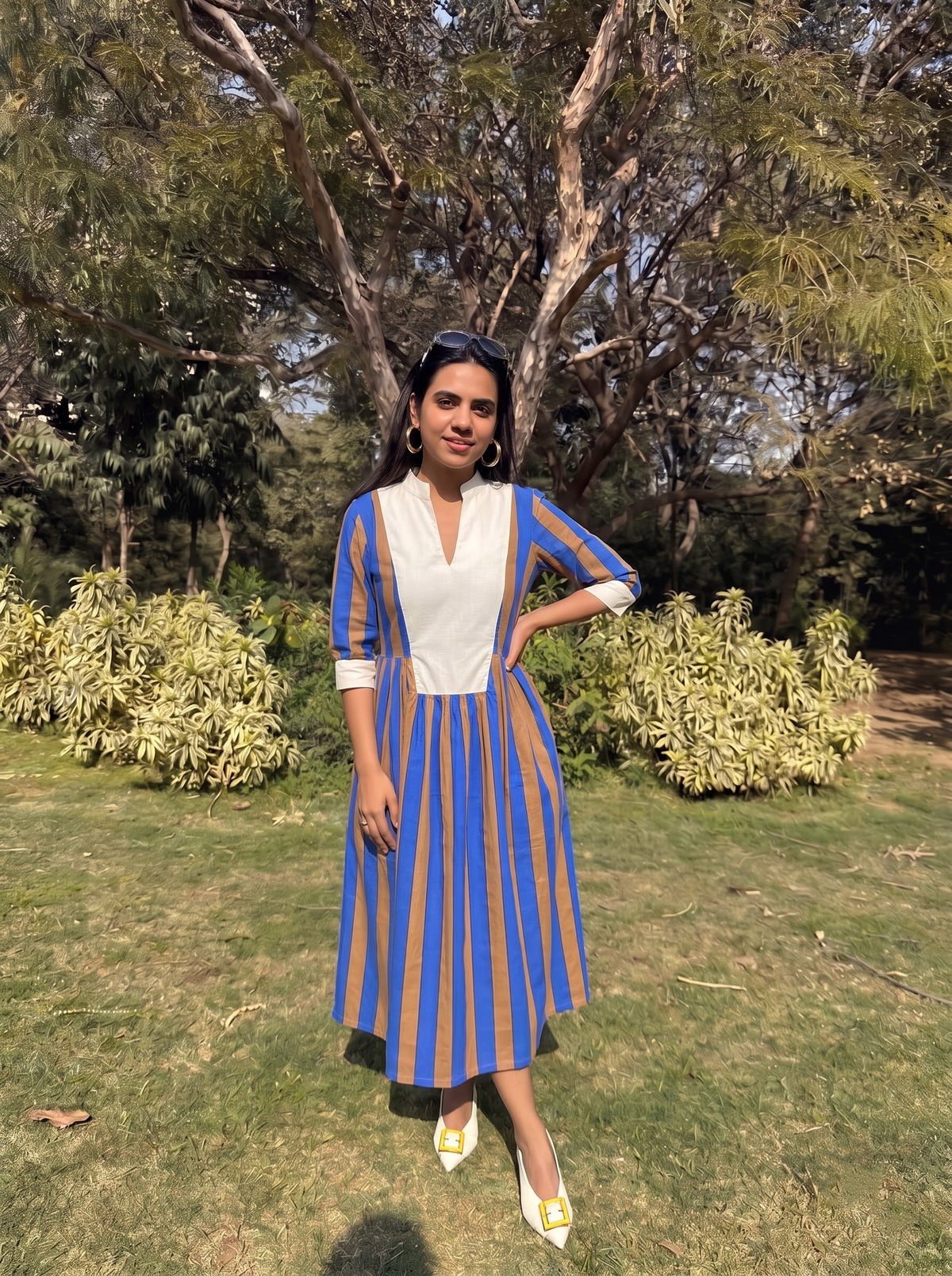 Cobalt Dune Bold Stripe Dress