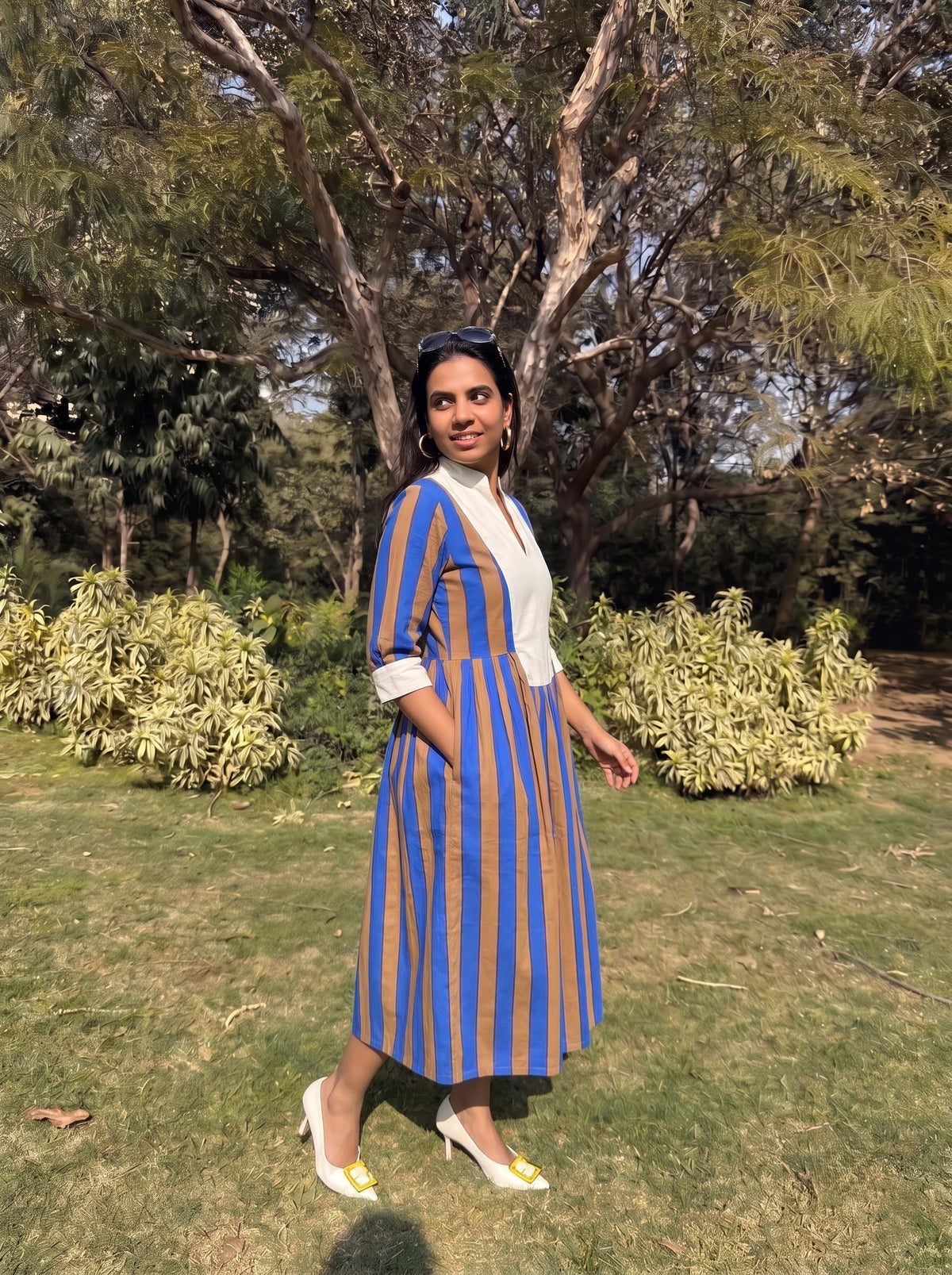 Cobalt Dune Bold Stripe Dress