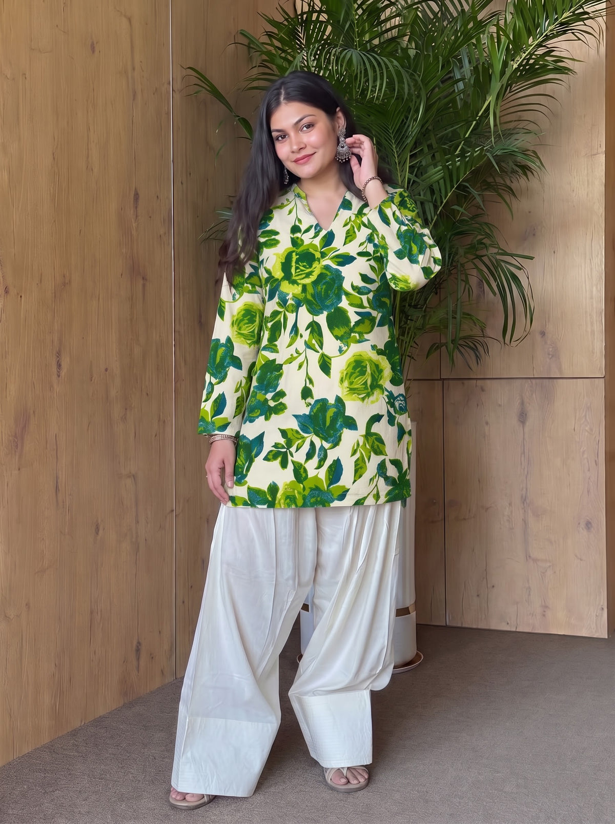 Lime Garden with Contrast Farshi Salwar