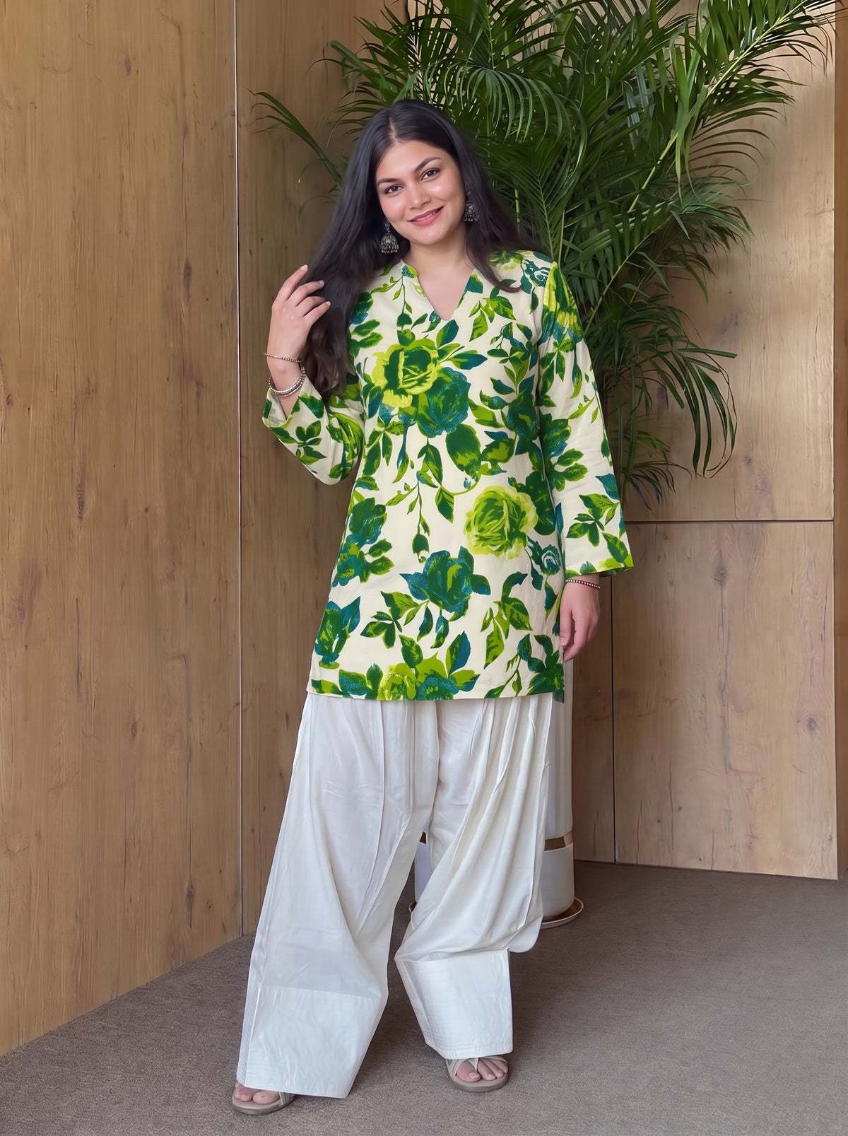Lime Garden with Contrast Farshi Salwar