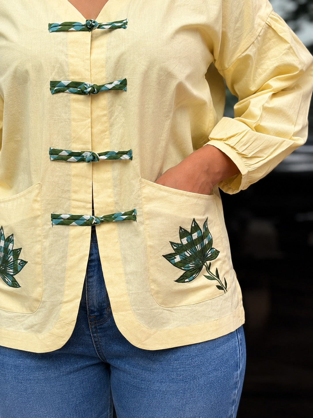 Butter Yellow Mandarin Knot Top