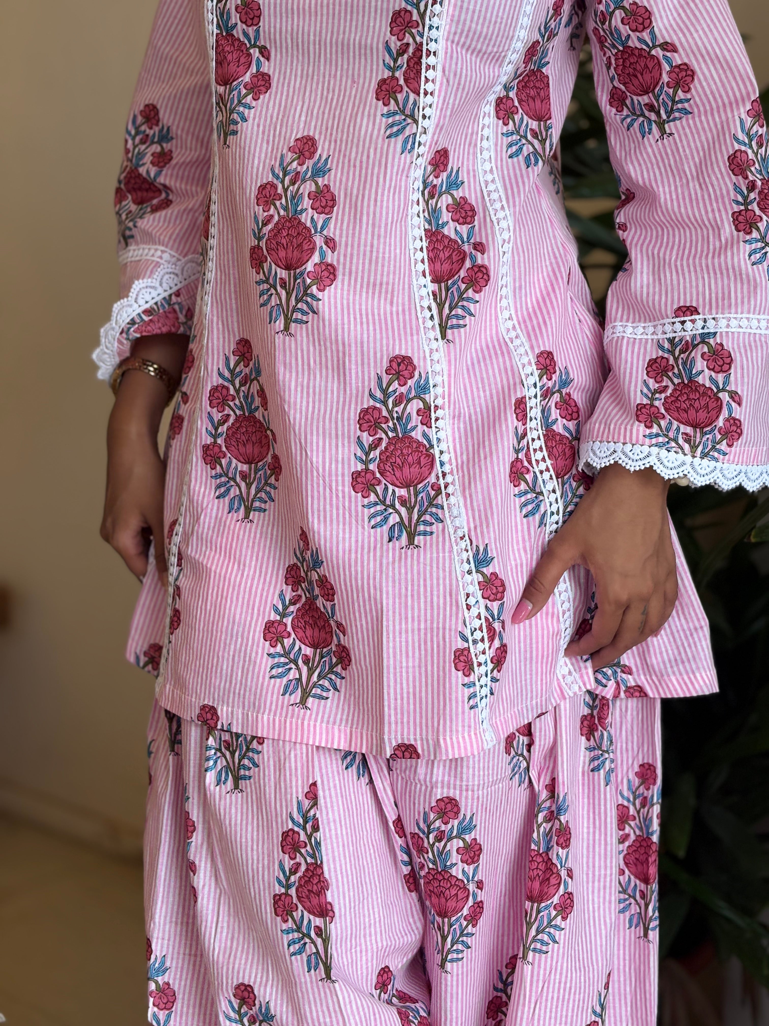 Pink palazzo farshi set