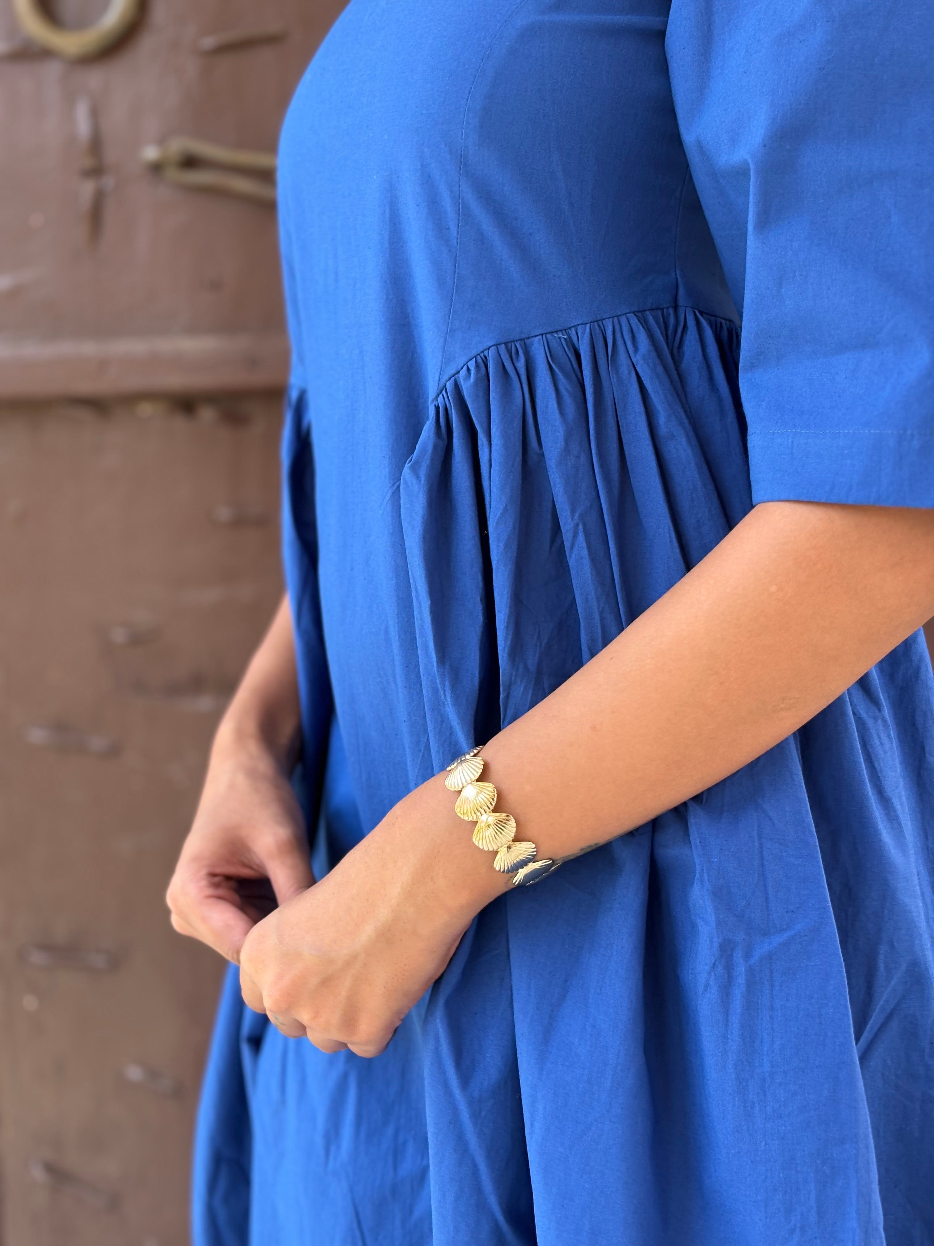 Fit and Flare Midi Blue Dress