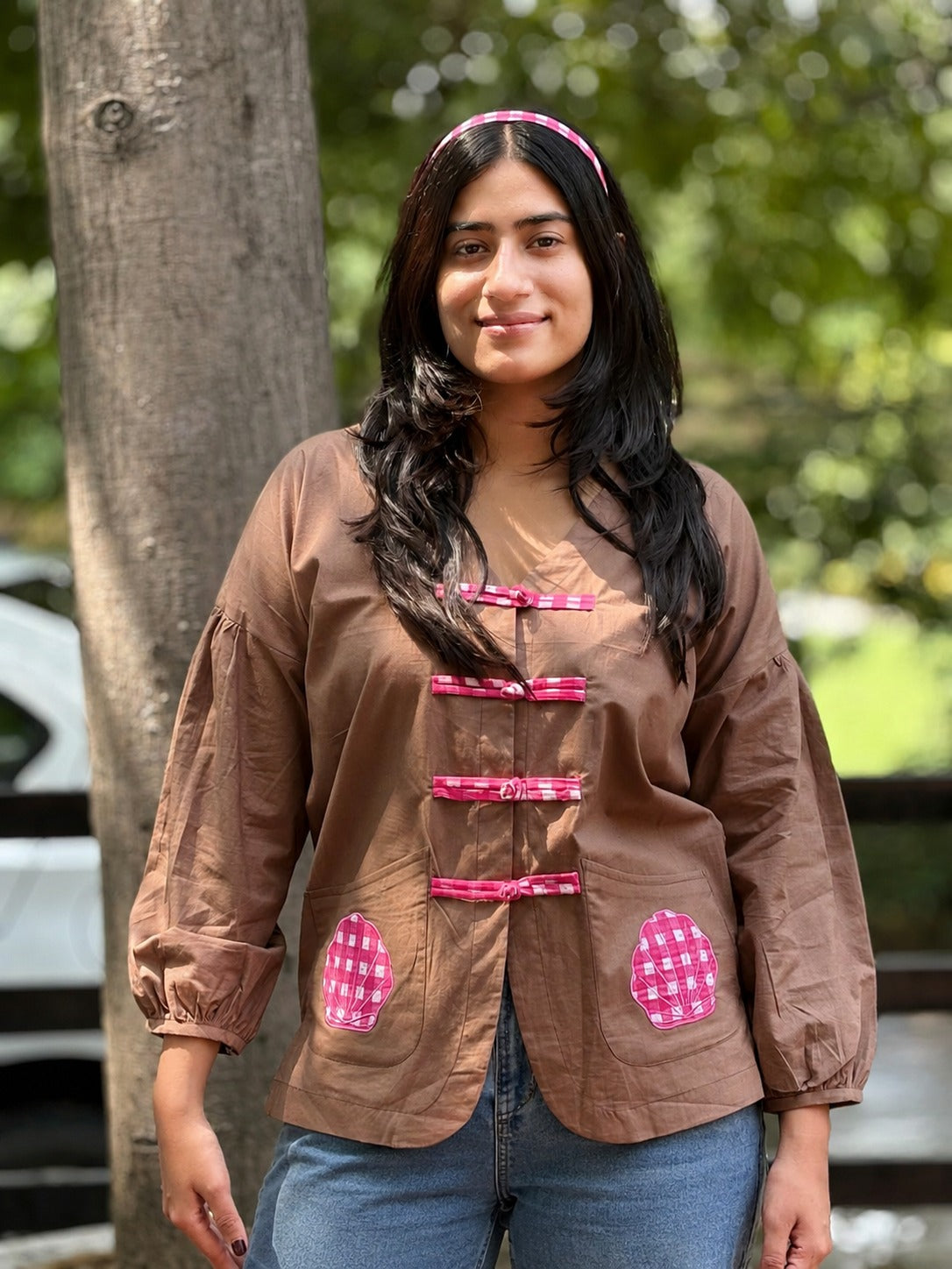 Mocha Brown Patch Top