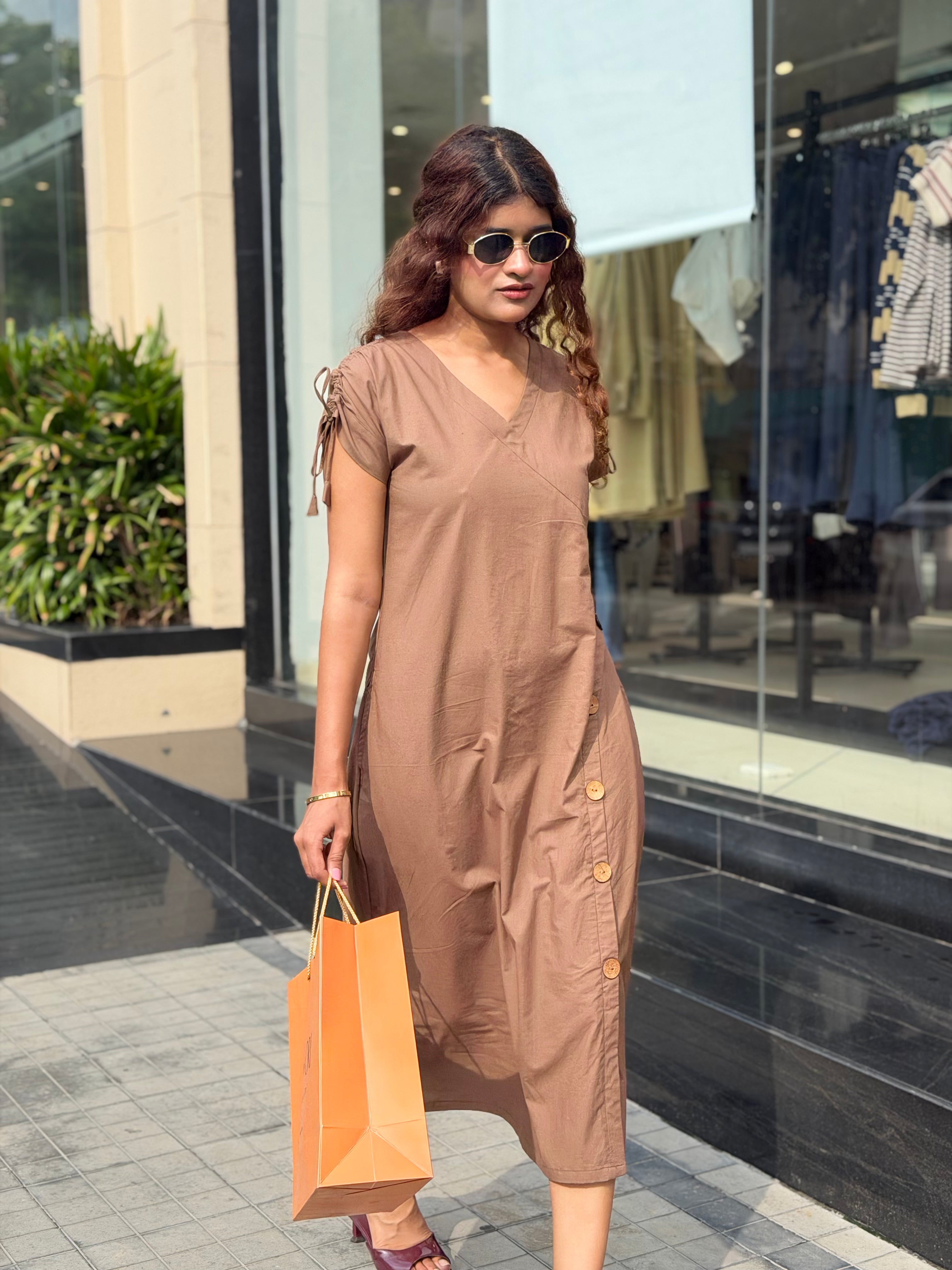 Mocha Brown Midi Dress