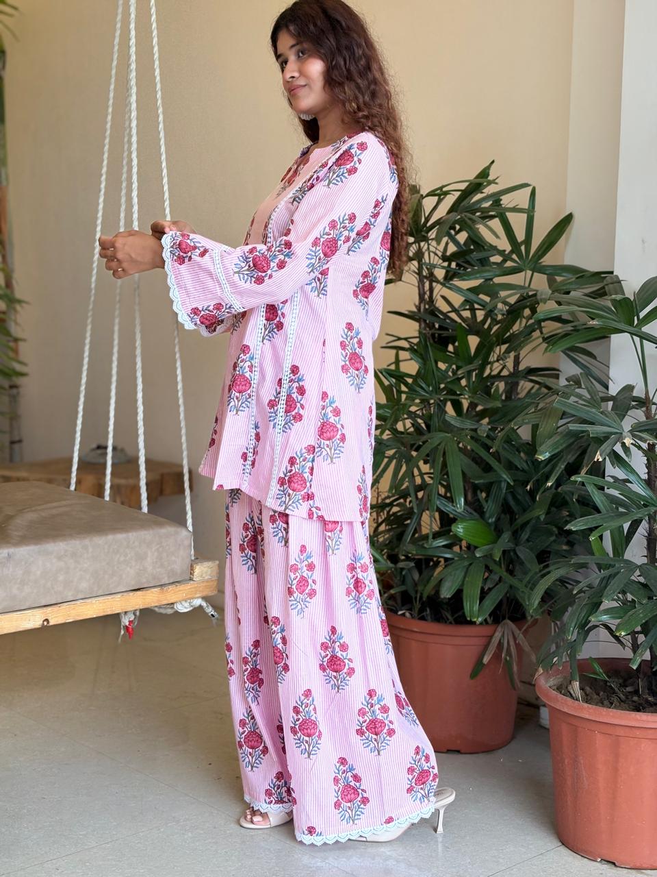 Pink palazzo farshi set