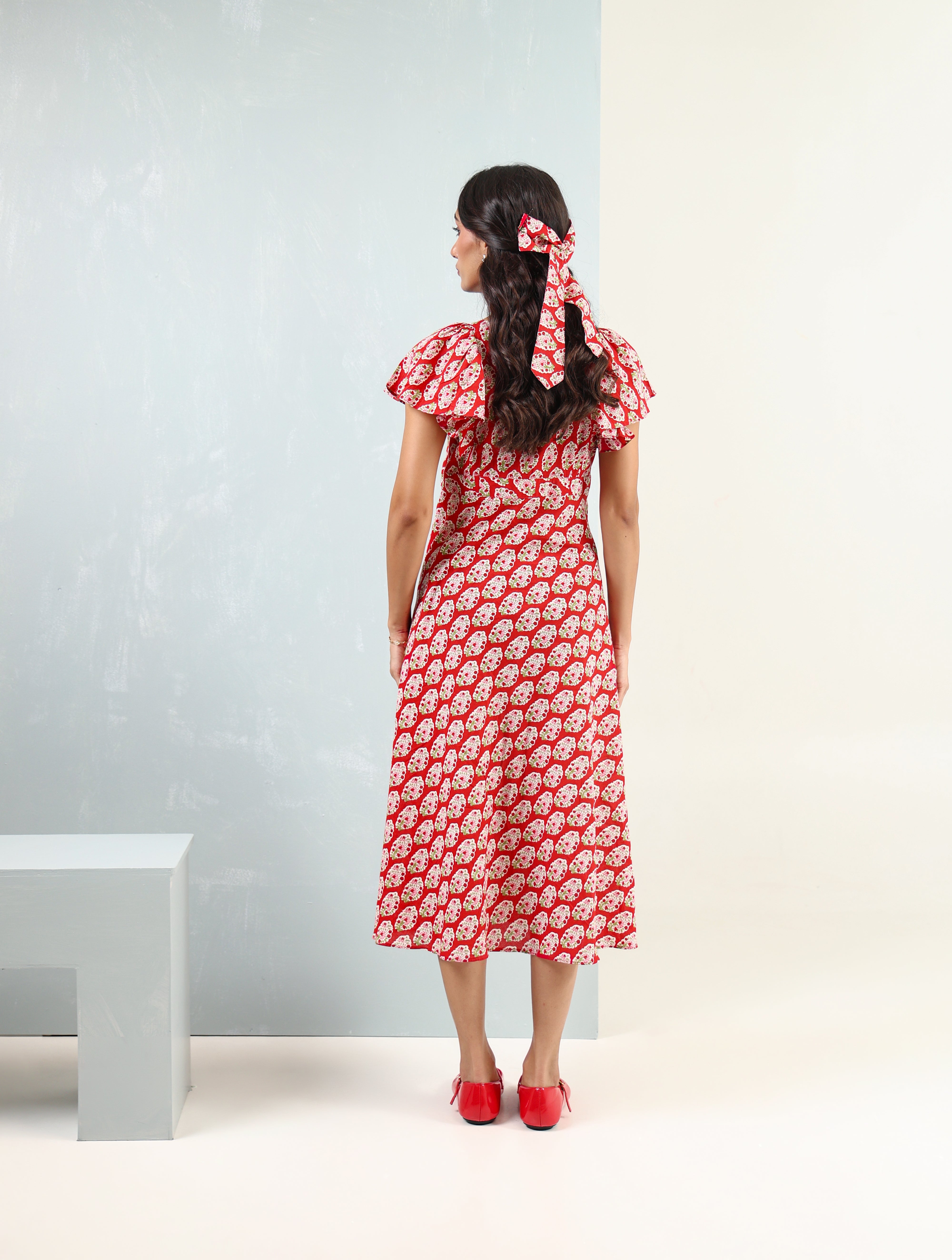 Cherry Slit Cotton Dress