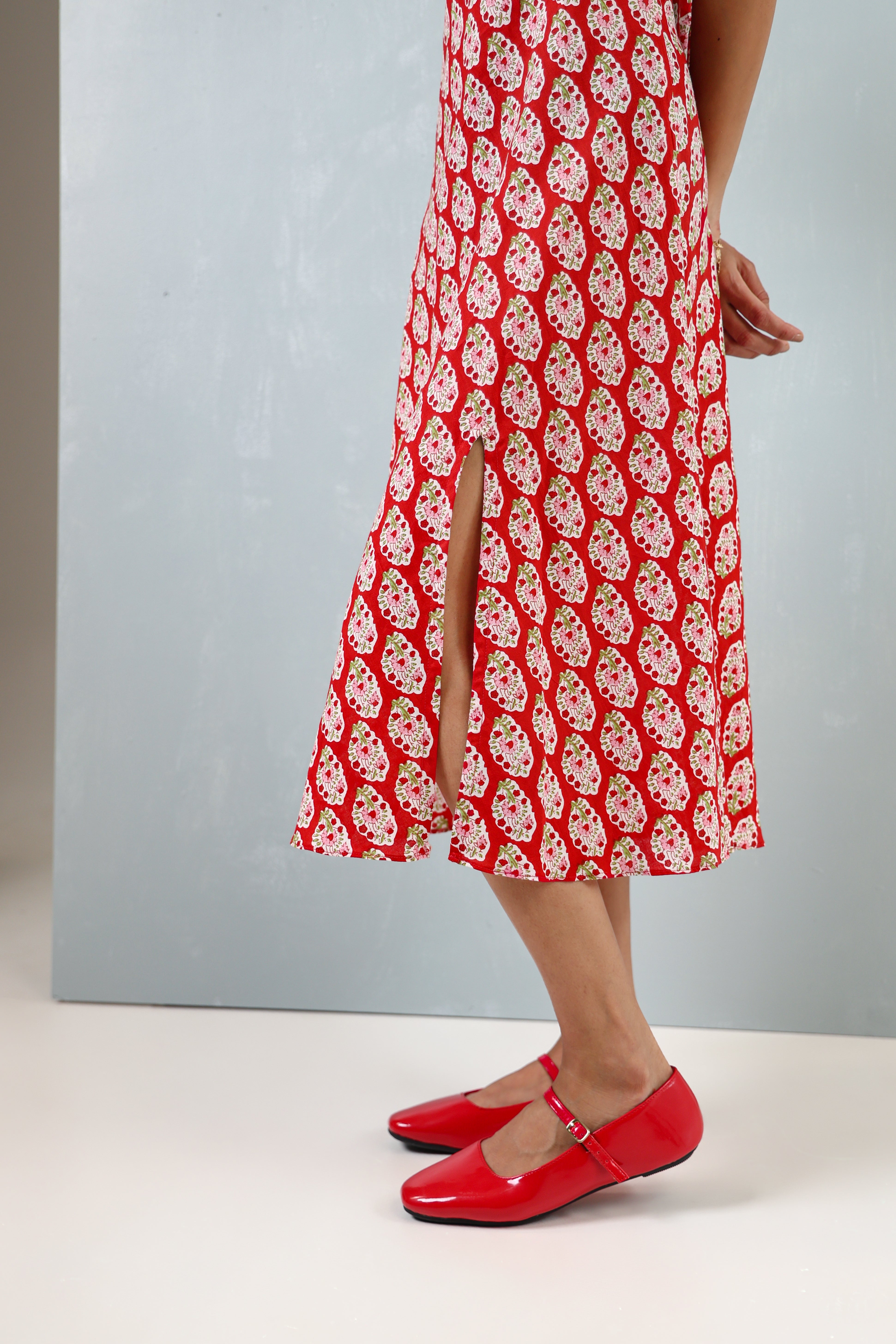 Cherry Slit Cotton Dress