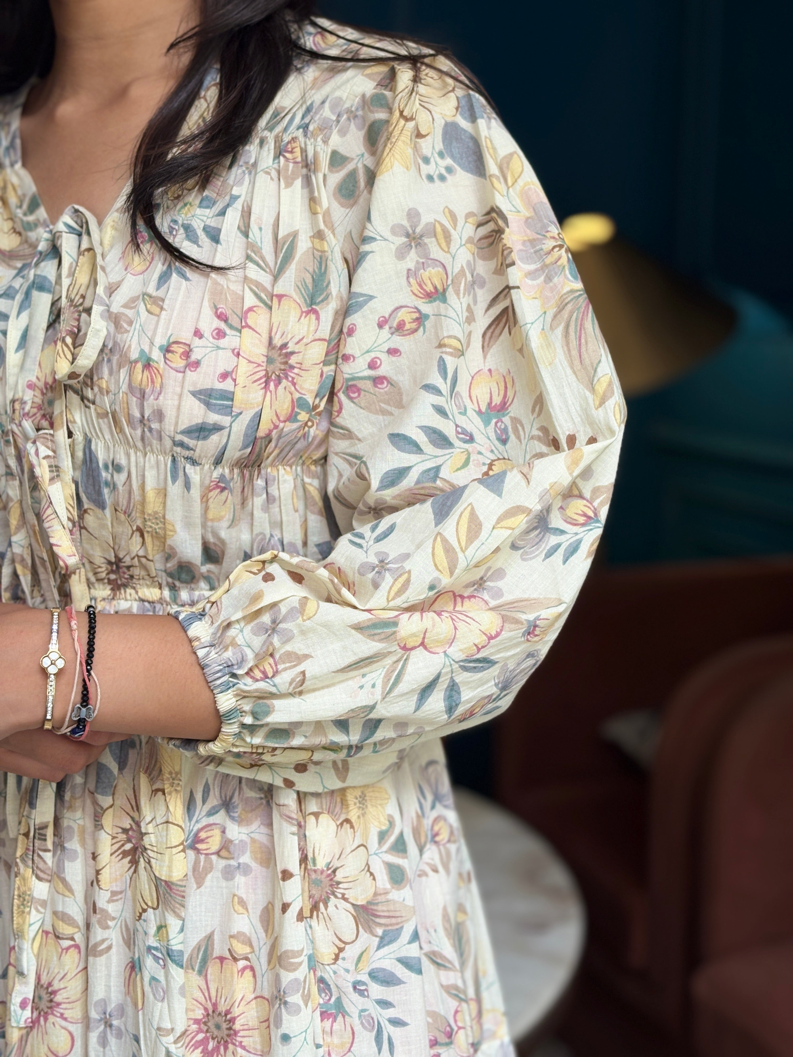 Pale Yellow Botanical Dress