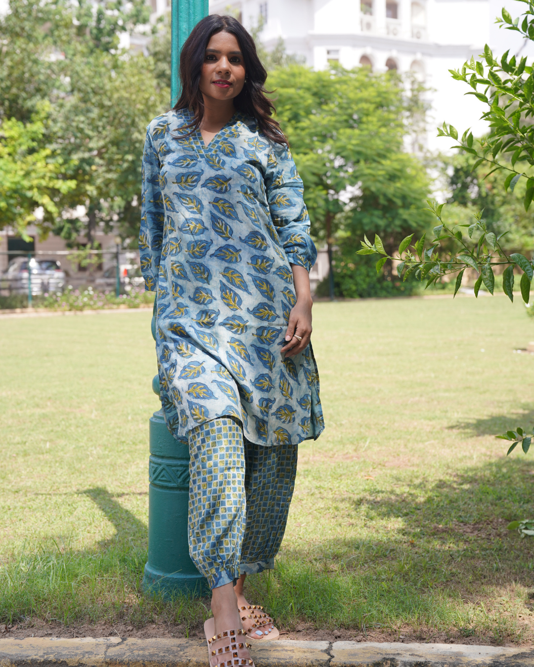 Muslin Handblocked Kurta & Pants Set