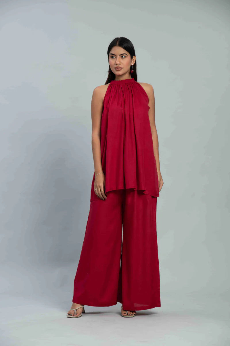 Red Halter Neck Matching couple set