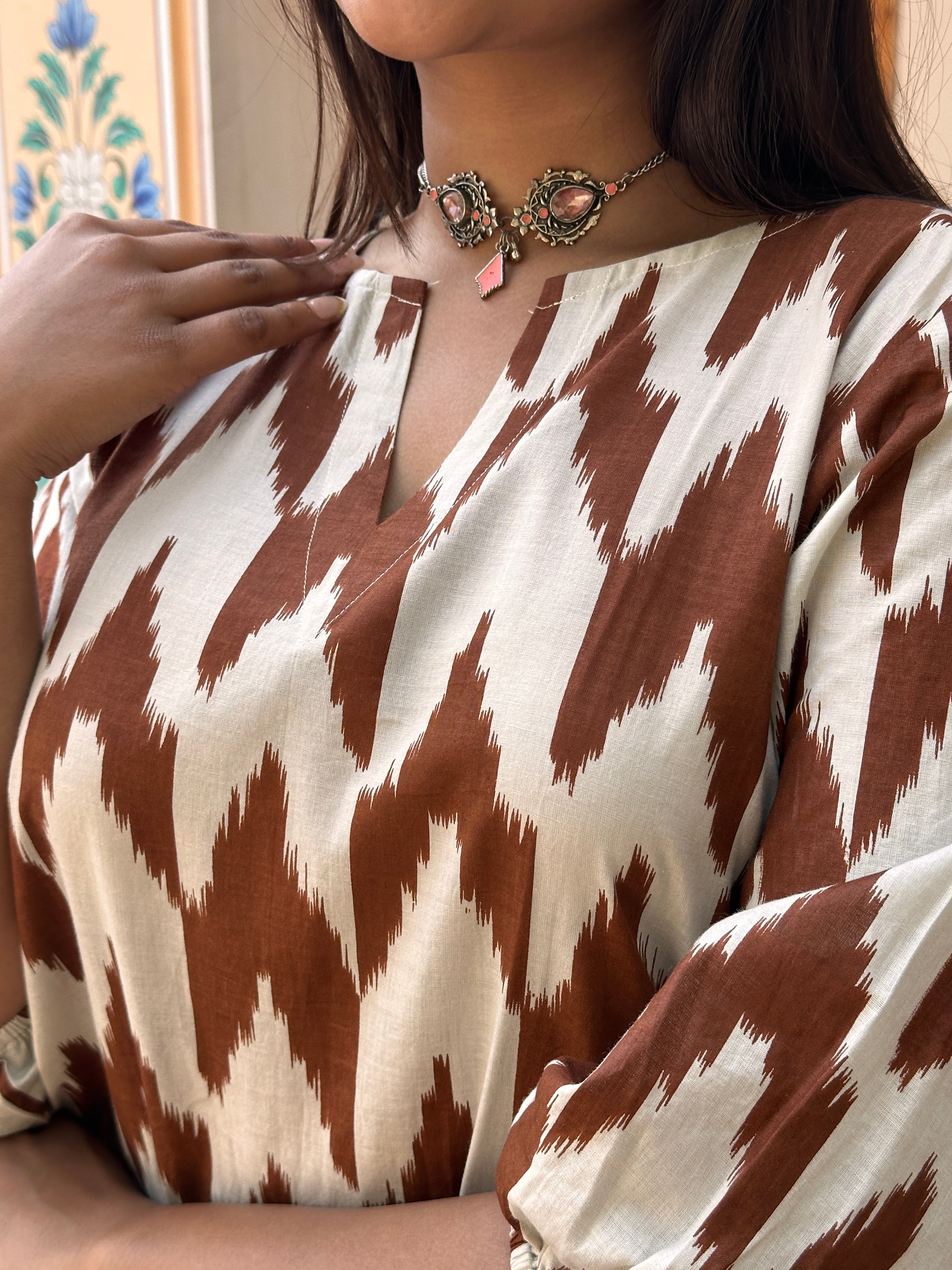 Brown Ikat Print Cord Set