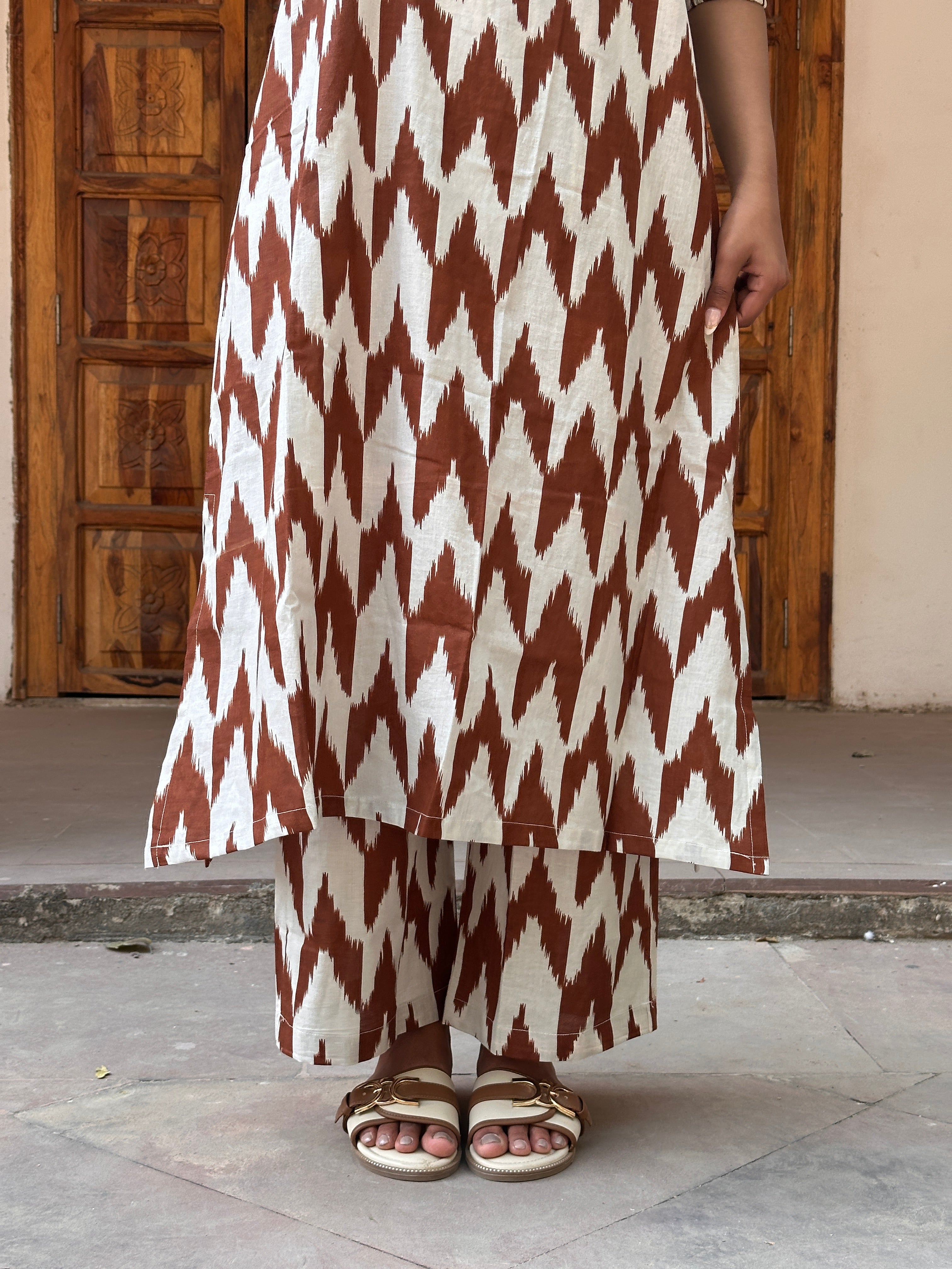 Brown Ikat Print Cord Set