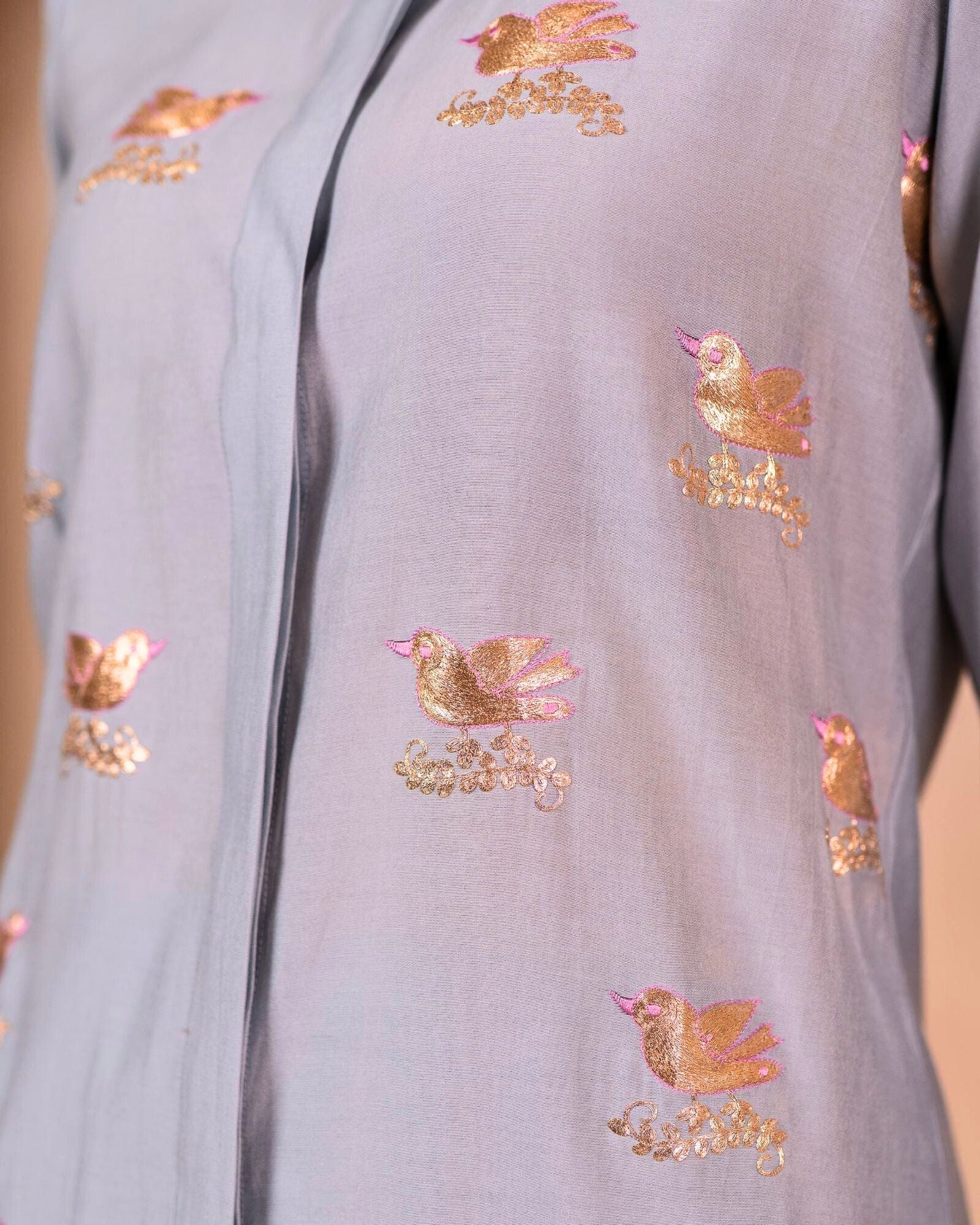 Bird Boota Co-ord Set In Powder Blue