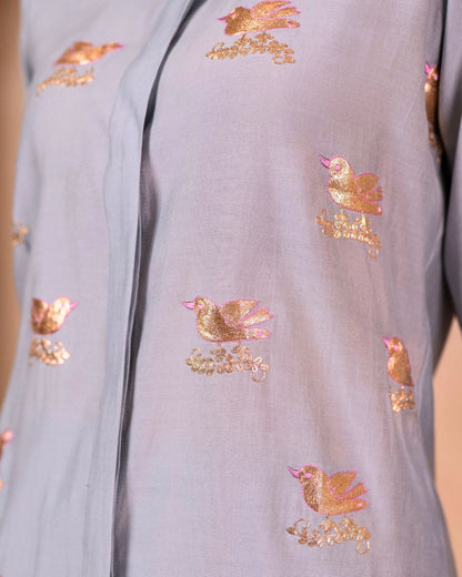 Bird Boota Co-ord Set In Powder Blue