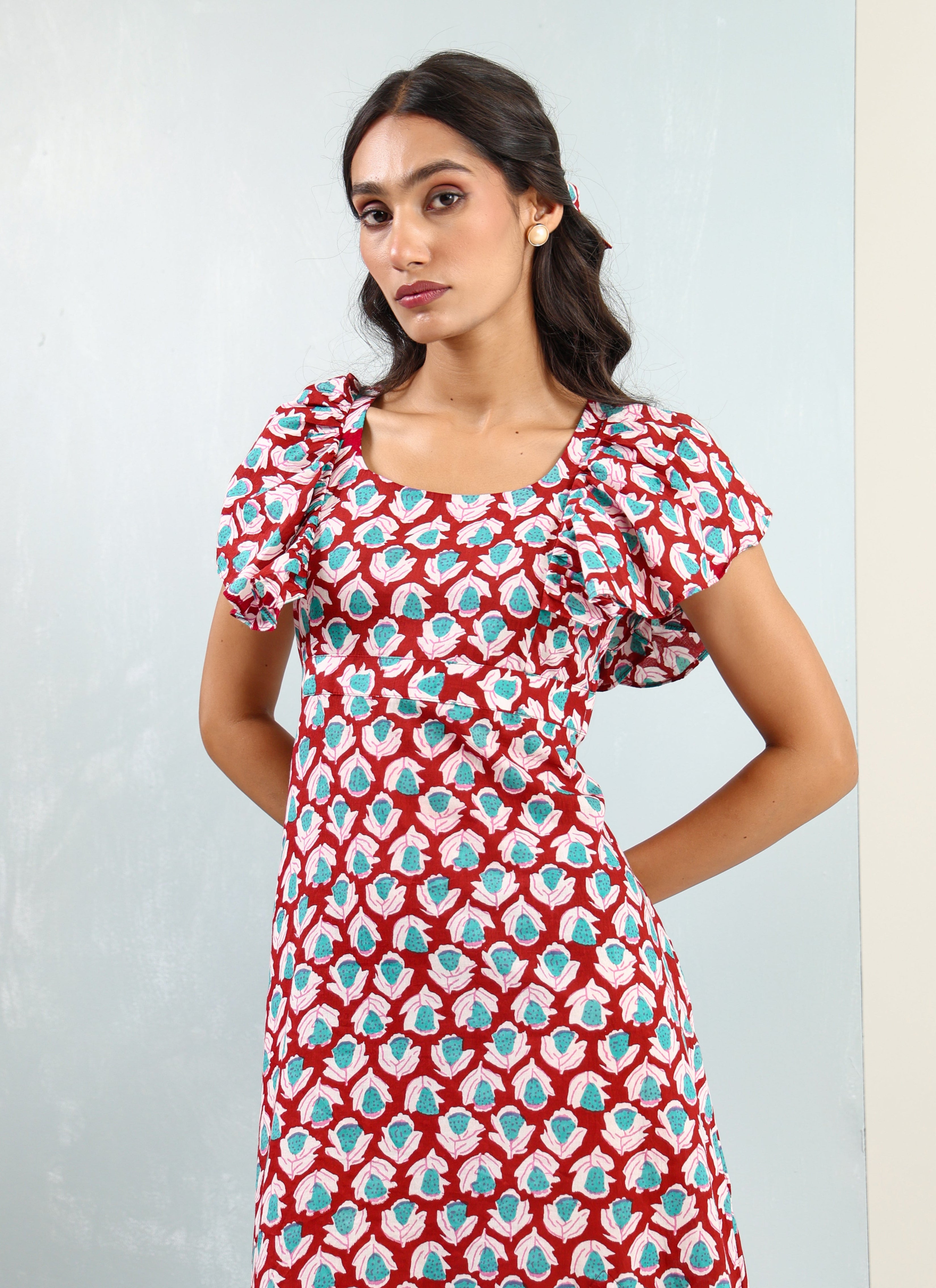 Cherry Slit Cotton Dress