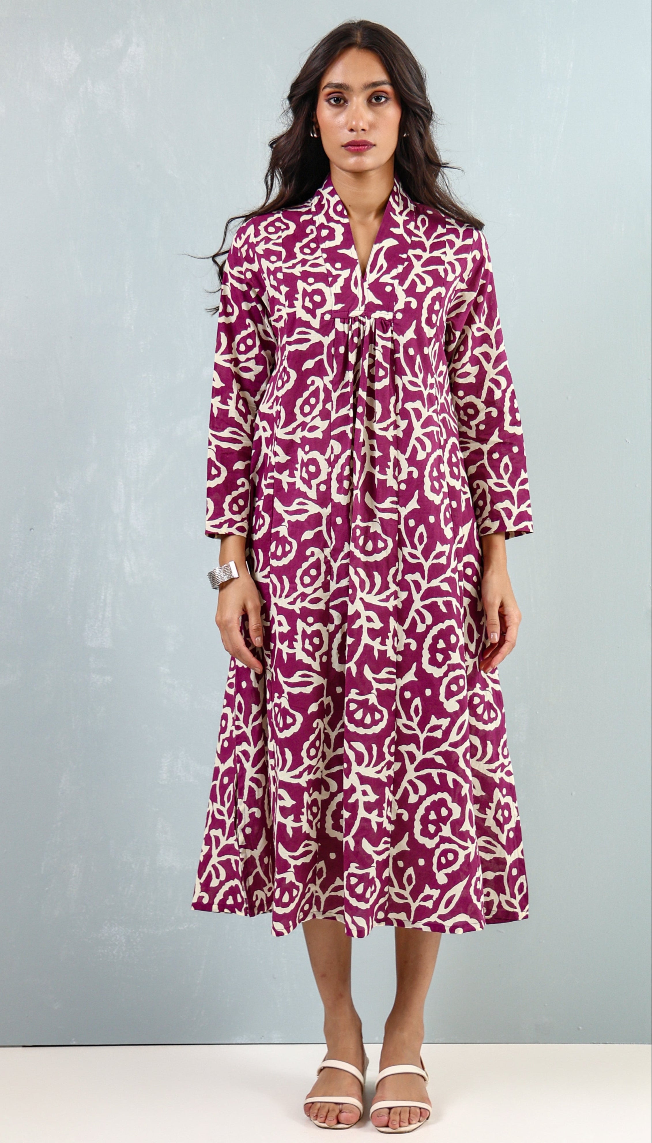 Wine Floral Day Dress