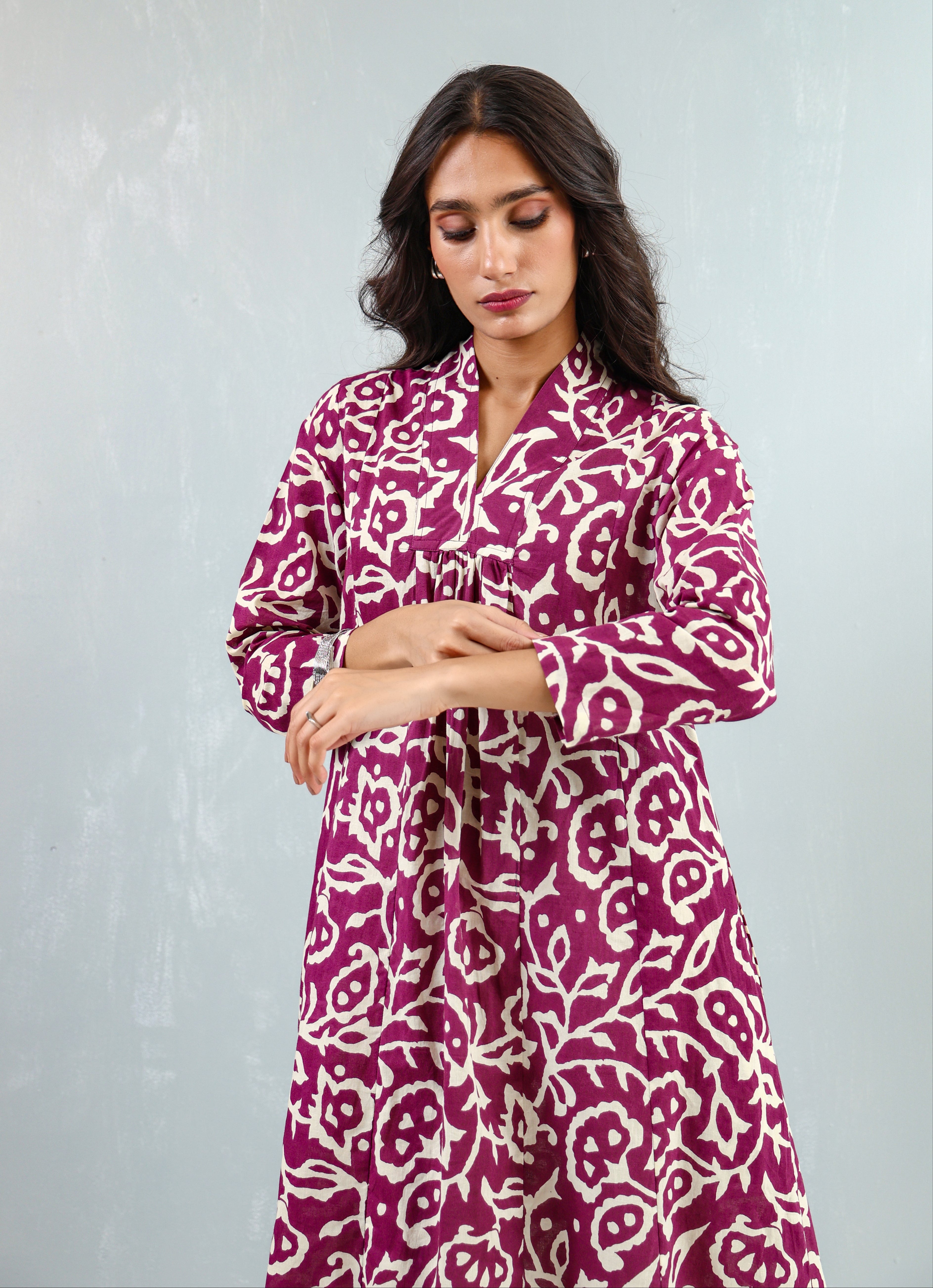 Wine Floral Day Dress