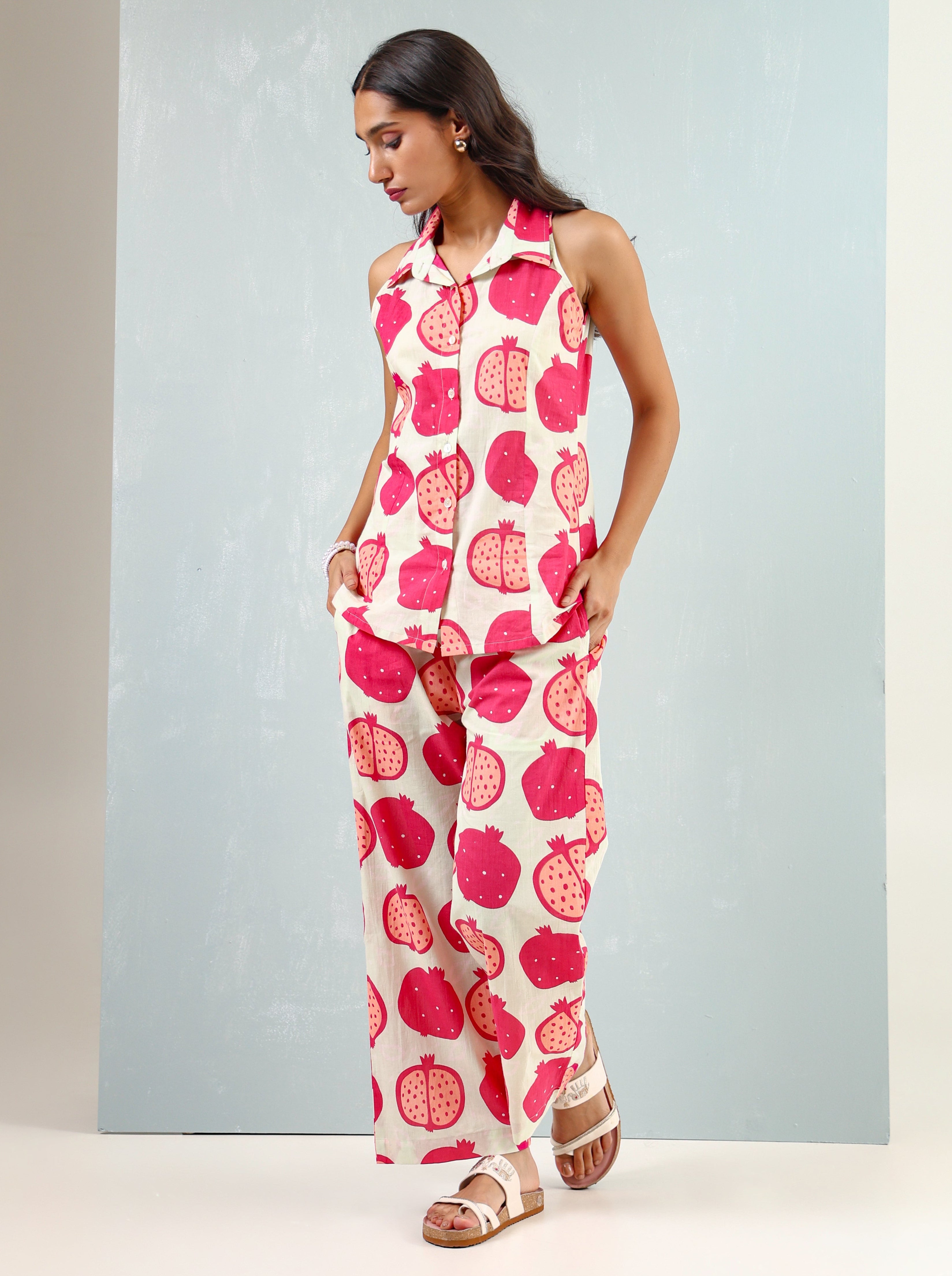 Printed Sleeveles Co ord Set