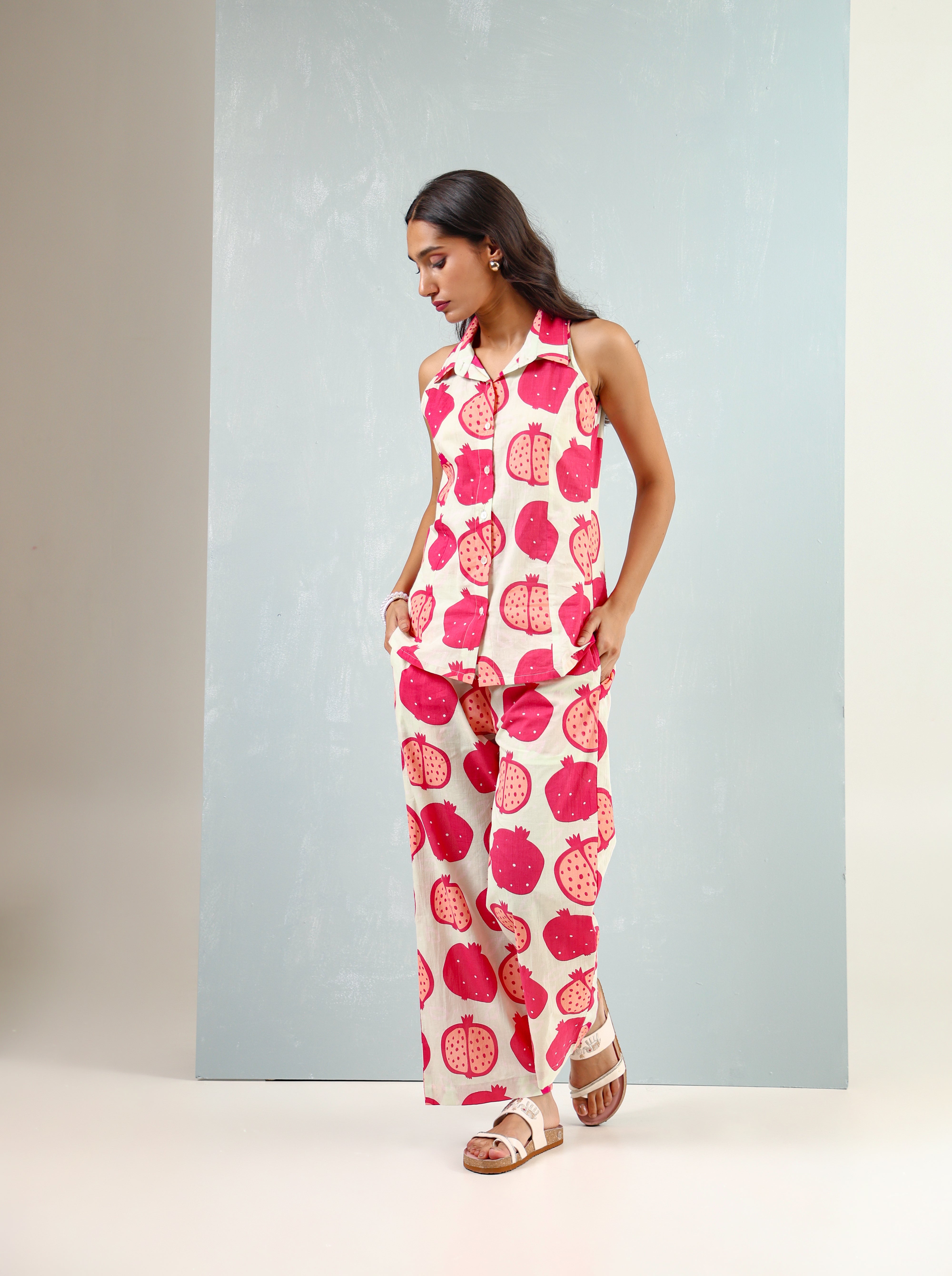 Printed Sleeveles Co ord Set