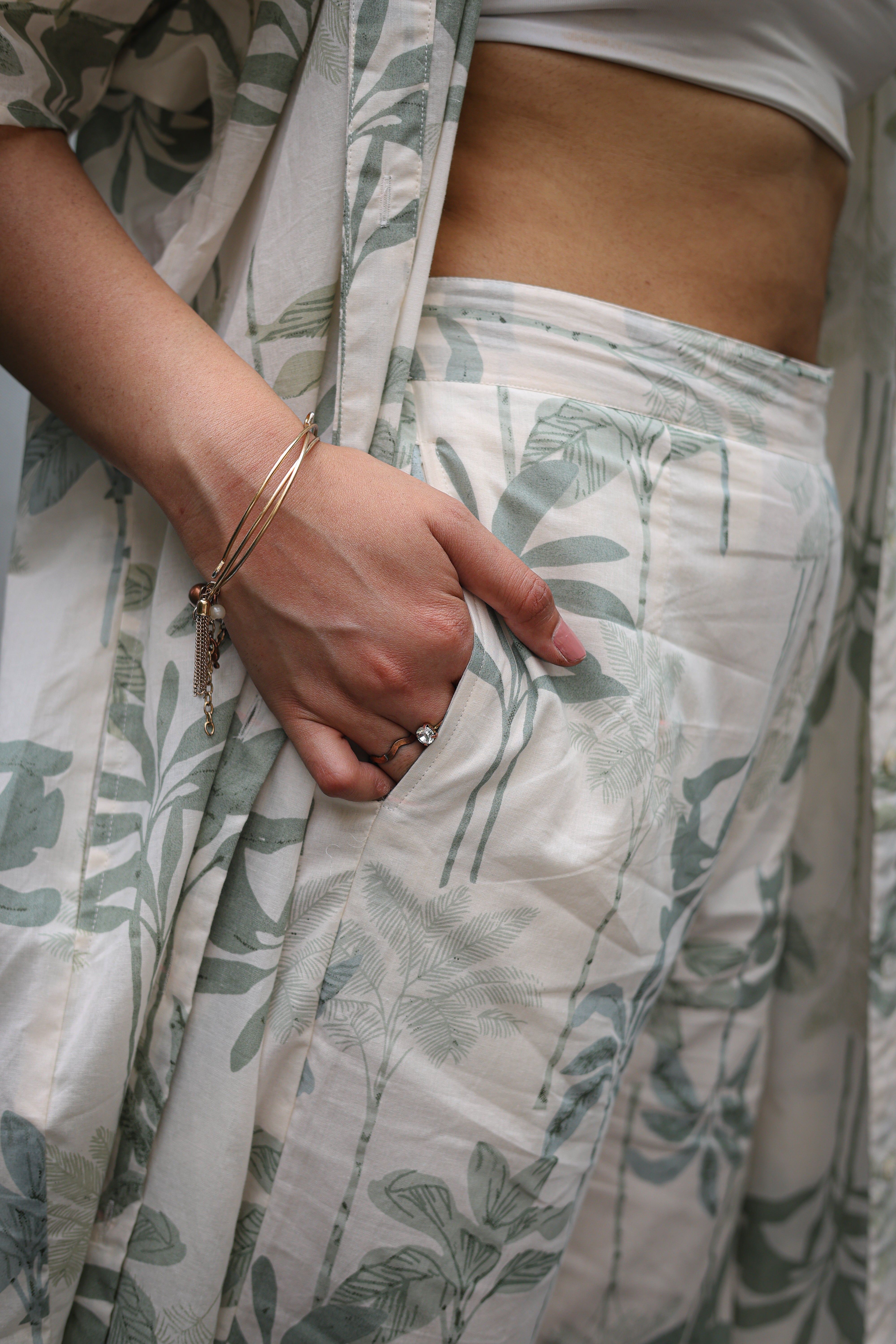Pastel Leaf Print Pants