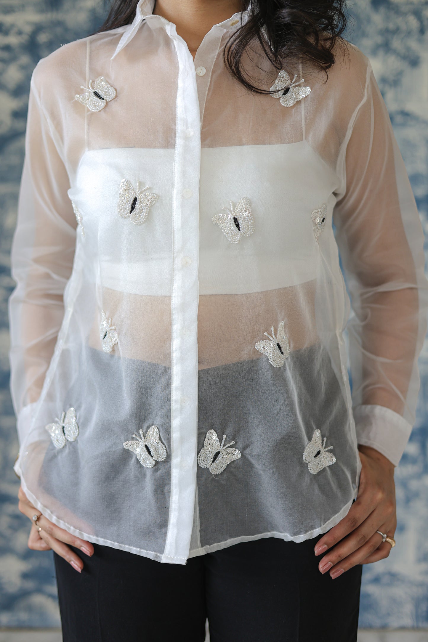 Butterfly Embellished Organza Shirt