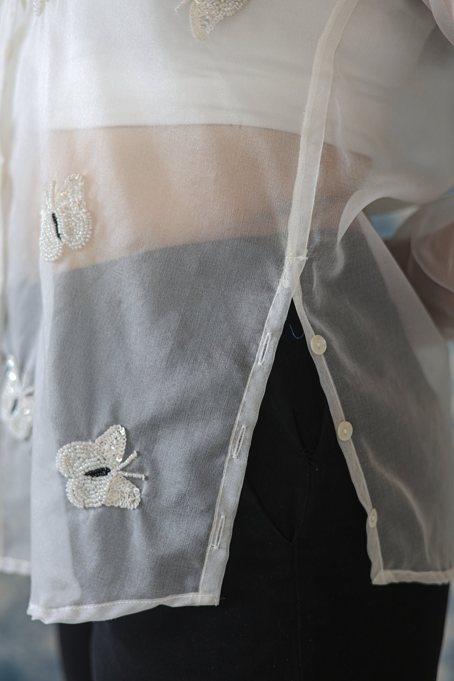 Butterfly Embellished Organza Shirt