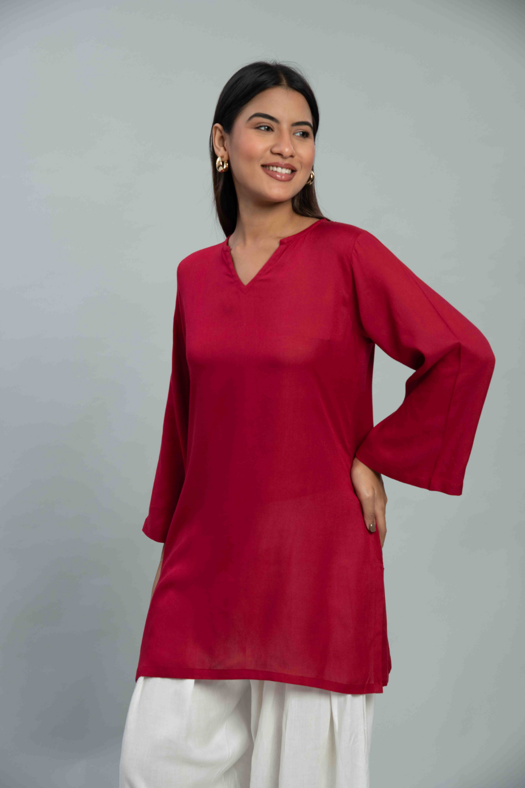 Red Off White Contrast Farshi Set