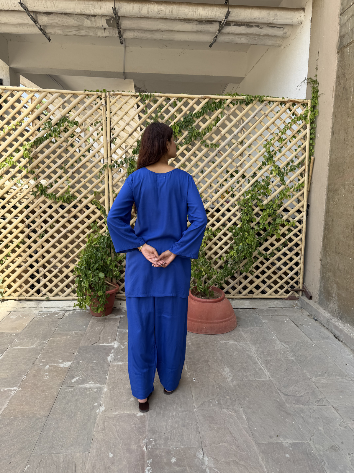 Blue Solid Farshi Salwar set