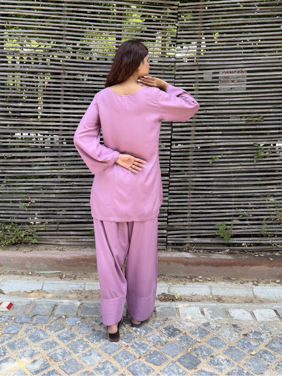 Mauve Solid Farshi Salwar set