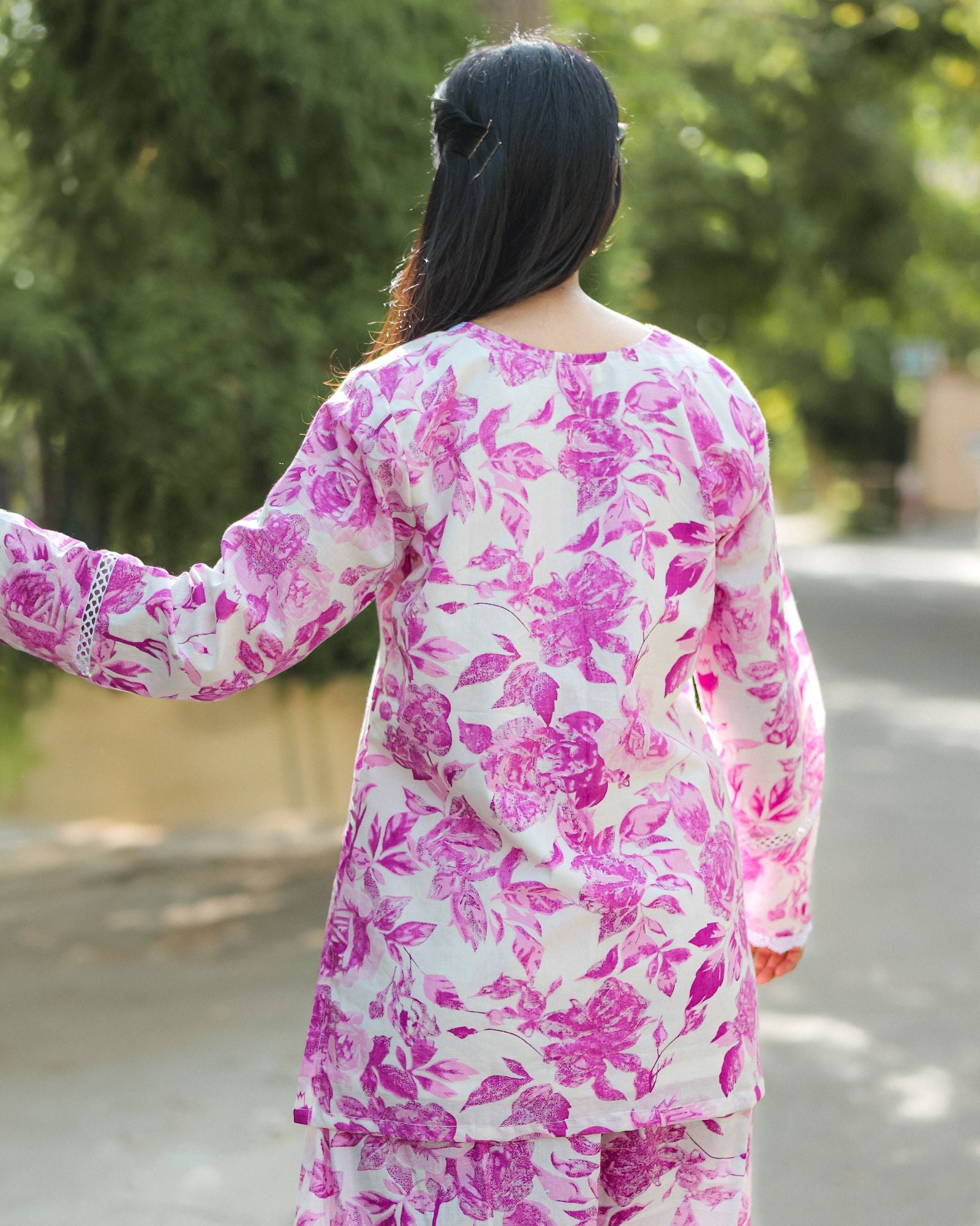 Pink Floral Farshi Salwar Set
