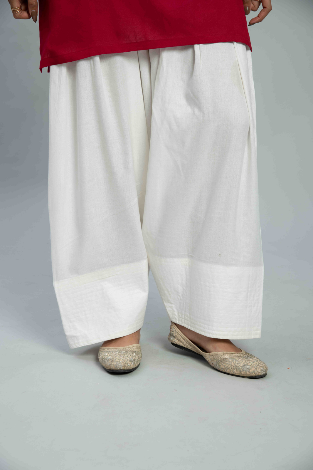 Red Off White Contrast Farshi Set