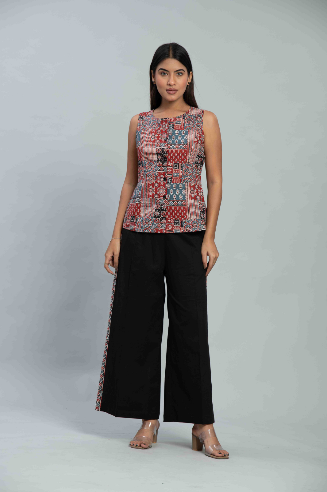 Ajrakh Waistcoat Co Ord set