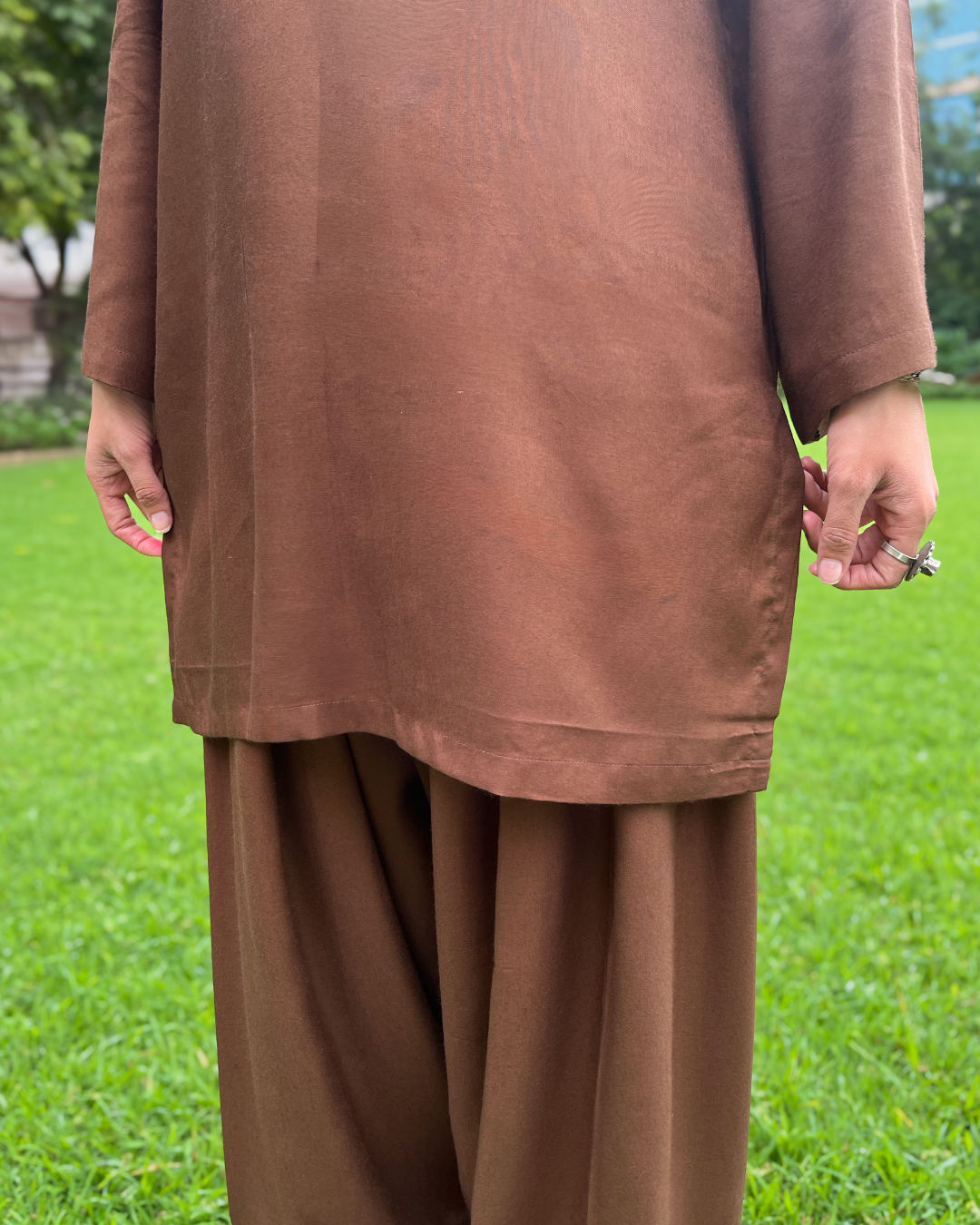 Burgundy Solid Farshi Salwar Set