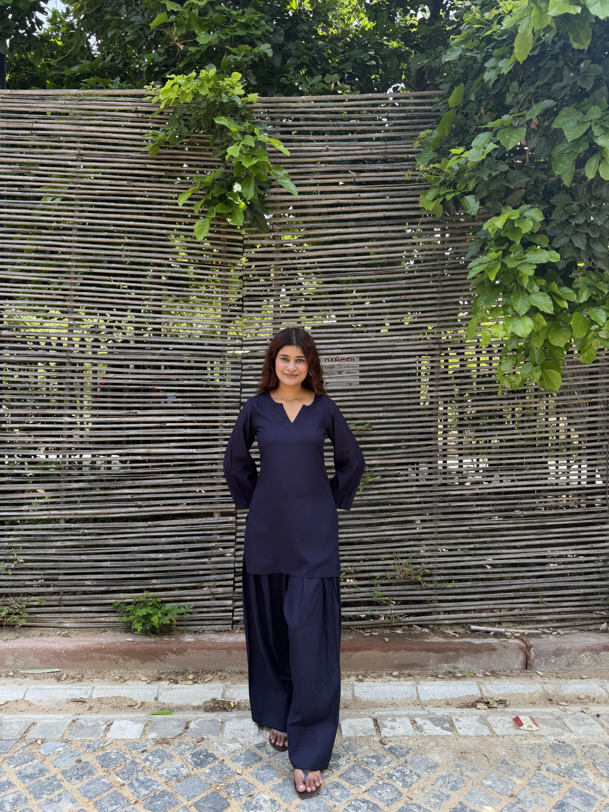 Navy Blue Solid Farshi Salwar set