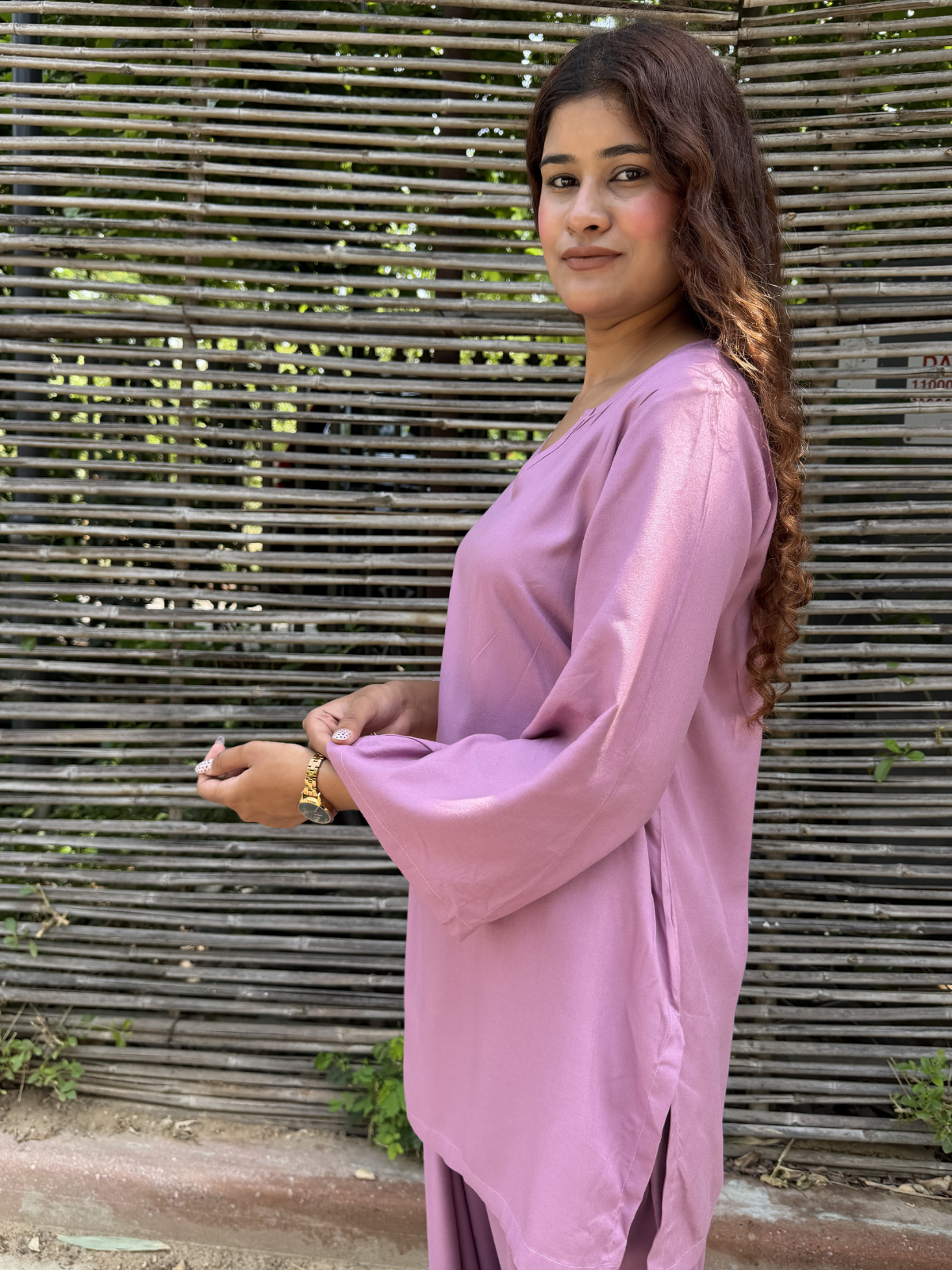Mauve Solid Farshi Salwar set