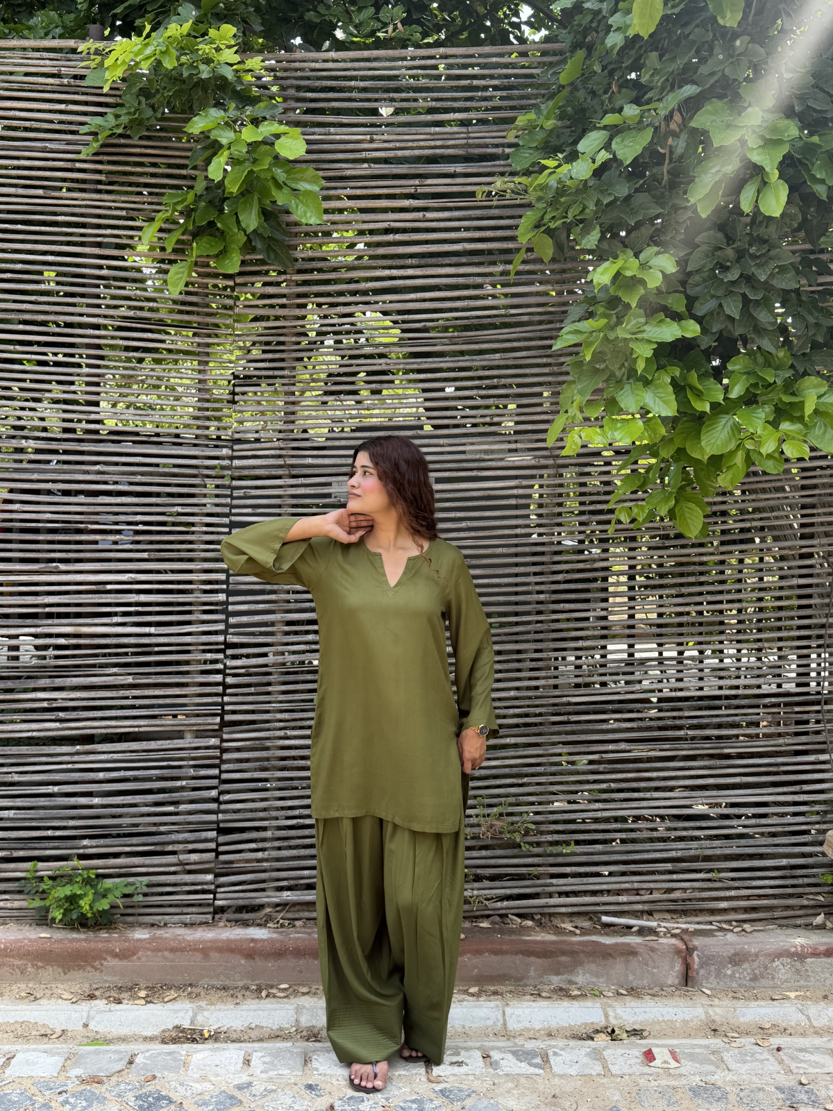Green Solid Farshi Salwar set