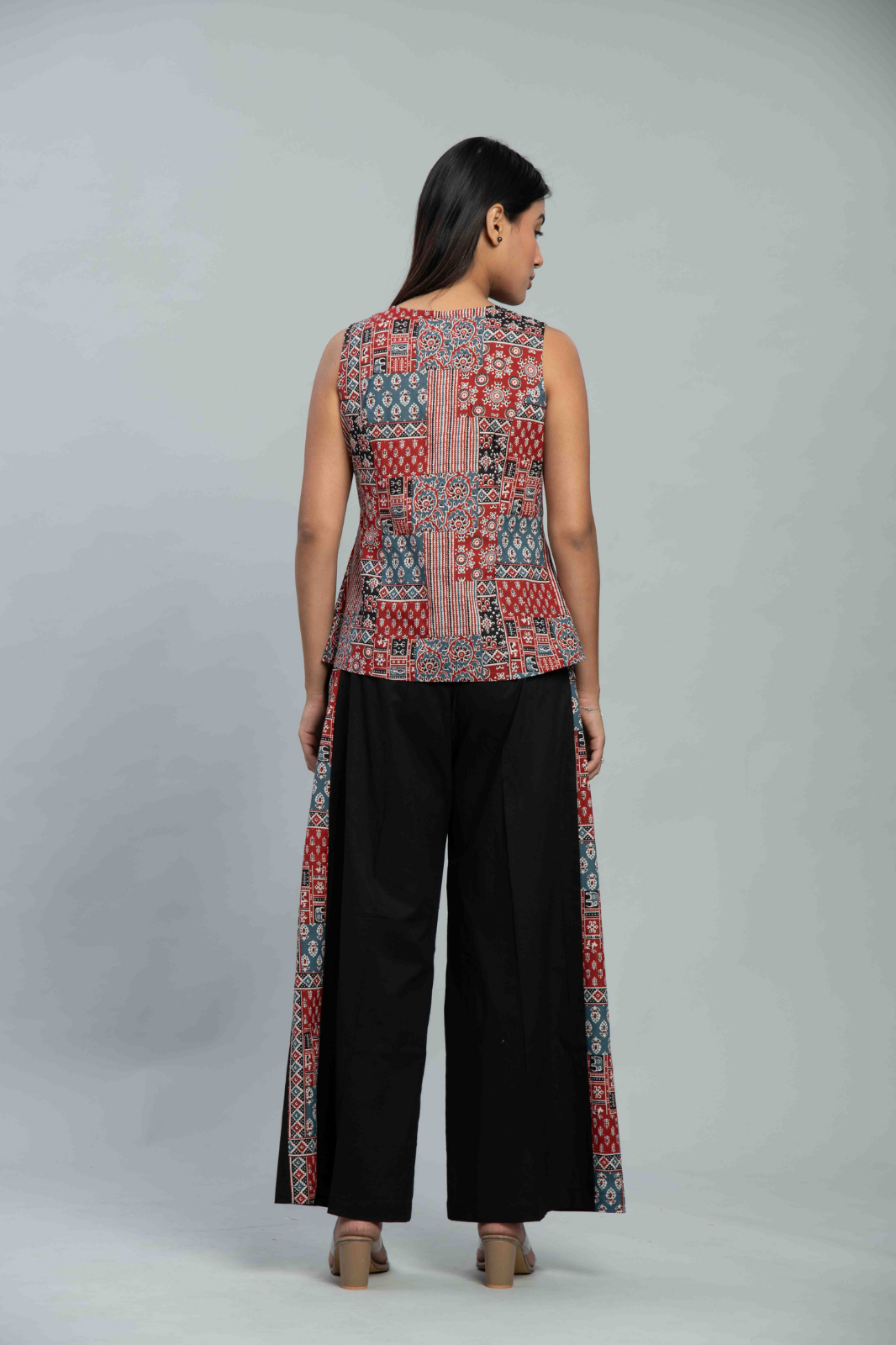 Ajrakh Waistcoat Co Ord set