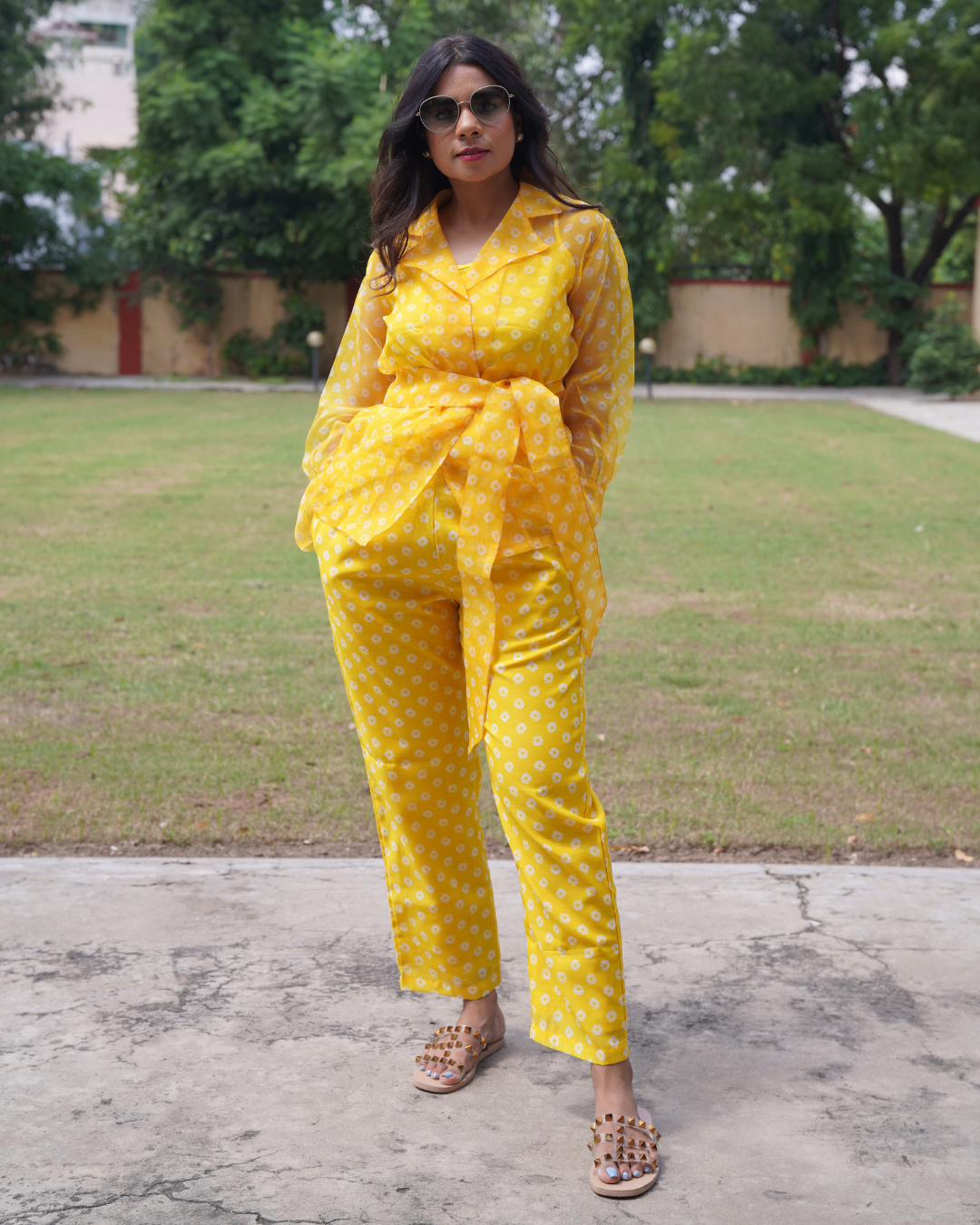 Bandhni 4 Piece Yellow Co-Ord Set