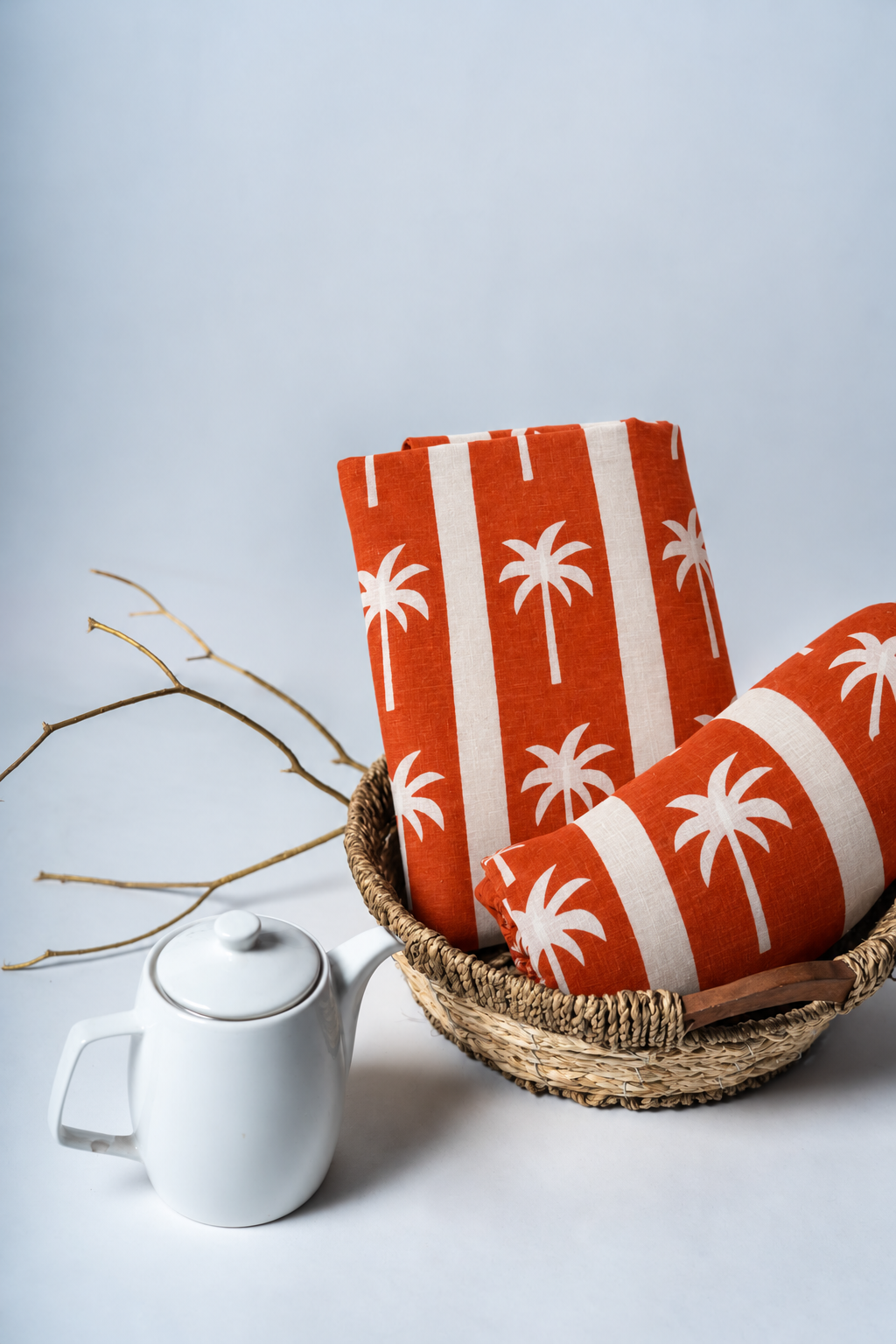 Orange Palm Print- Cotton