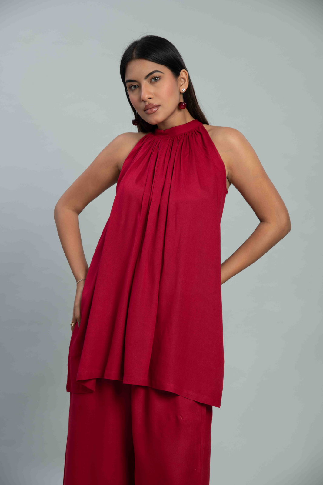 Cherry Red Halter Neck Co-Ord Set