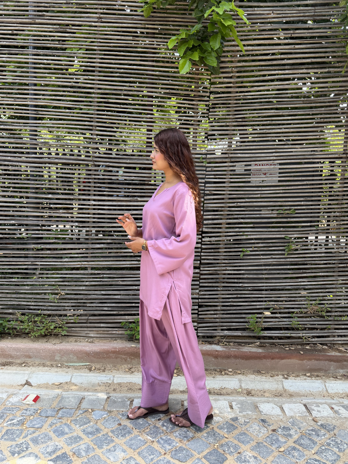 Mauve Solid Farshi Salwar set