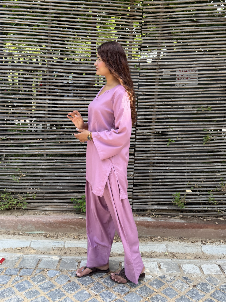 Mauve Solid Farshi Salwar set