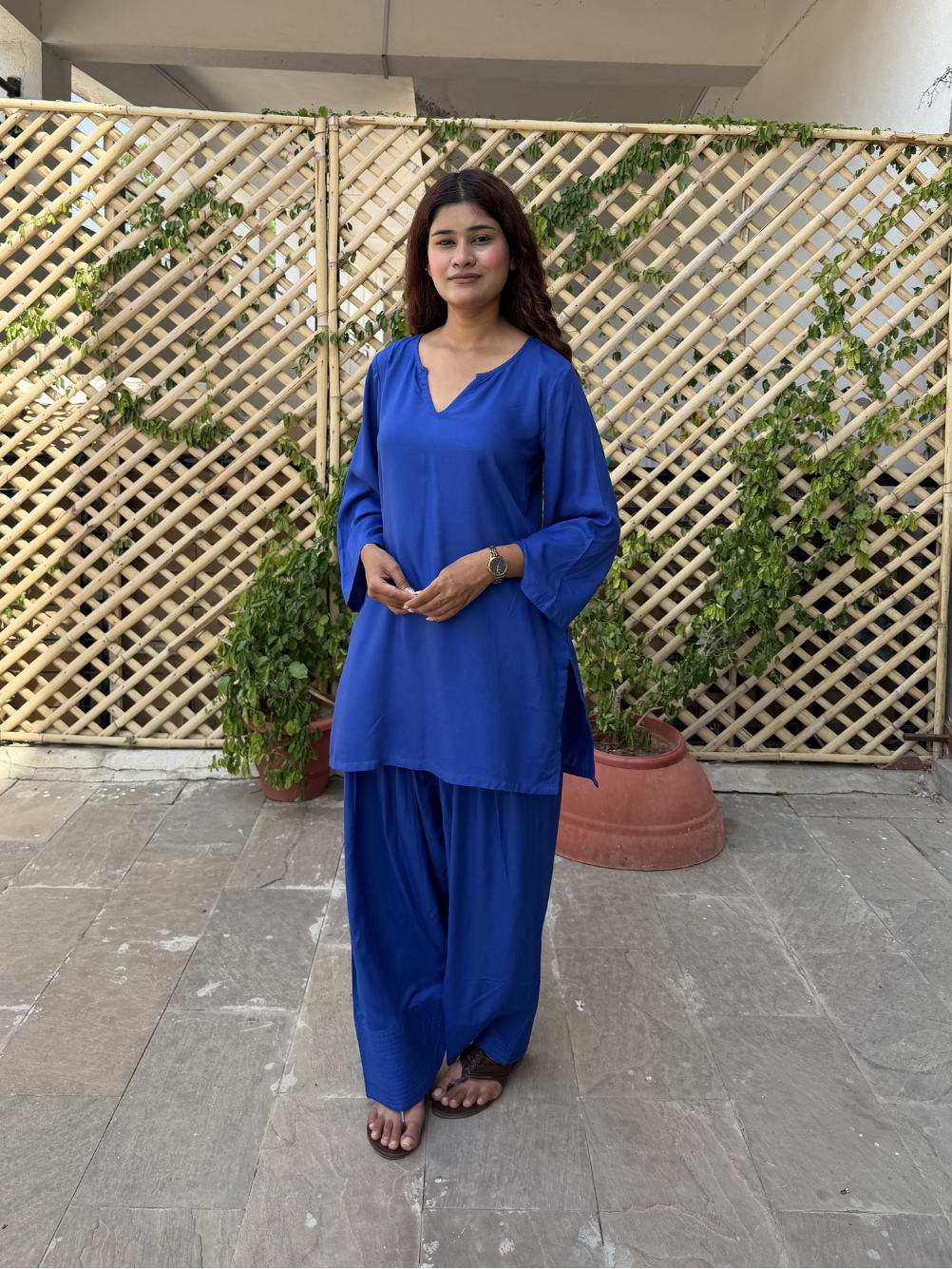 Blue Solid Farshi Salwar set