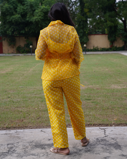 Bandhni 4 Piece Yellow Co-Ord Set