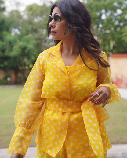 Bandhni 4 Piece Yellow Co-Ord Set