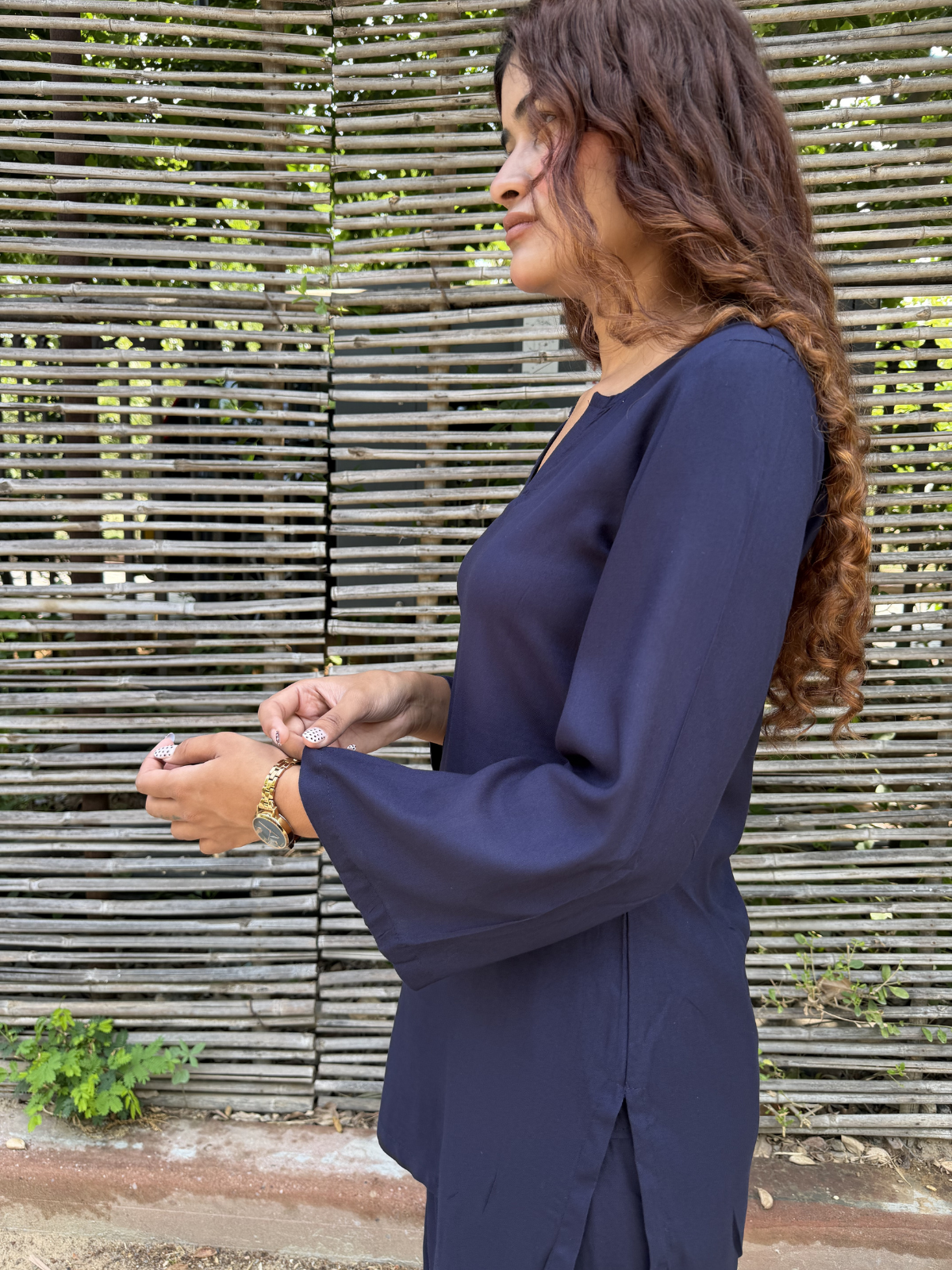 Navy Blue Solid Farshi Salwar set